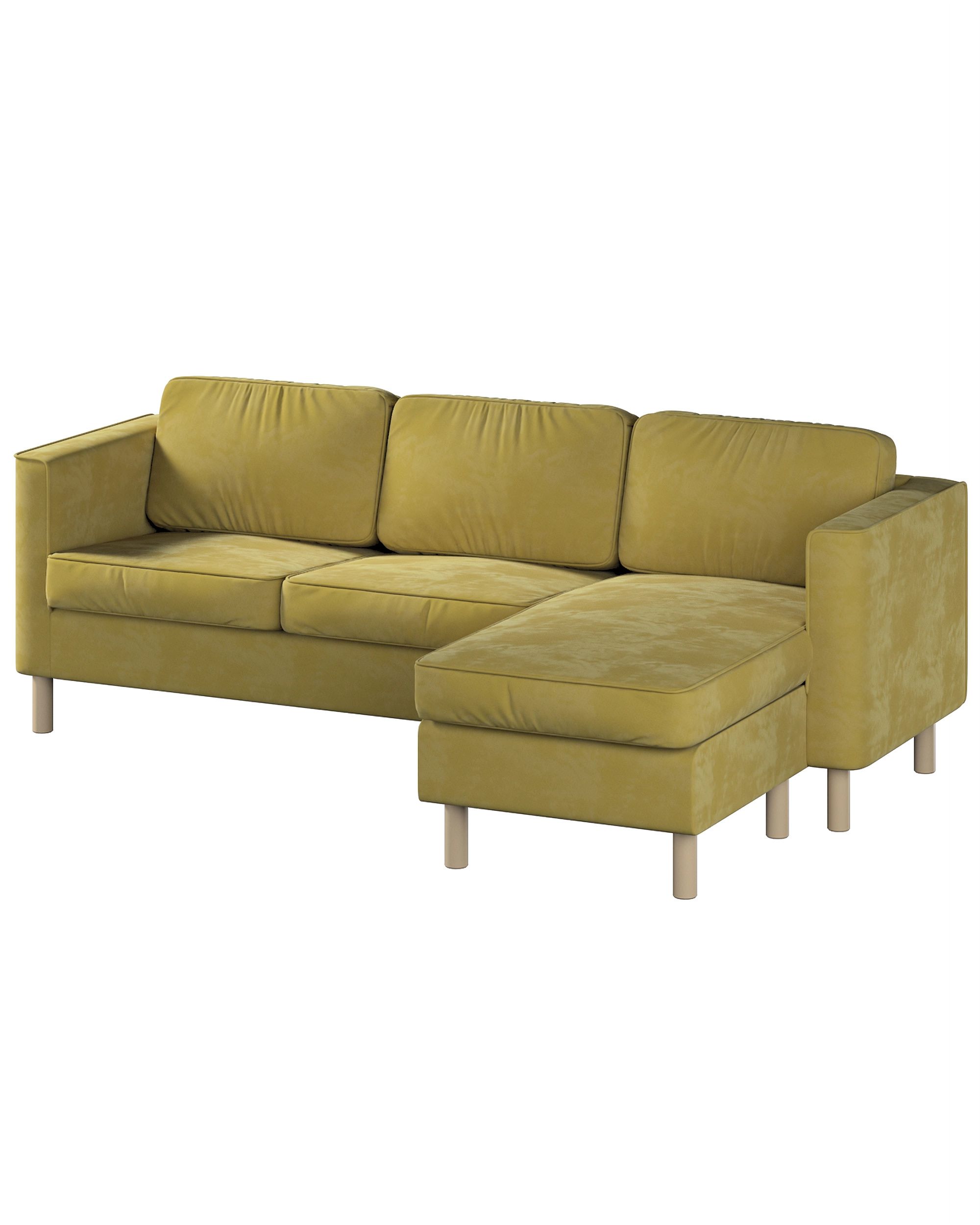 Bezug für Pärup 3-Sitzer Sofa mit Recamiere Farbe grün Stoff glänzend, samt