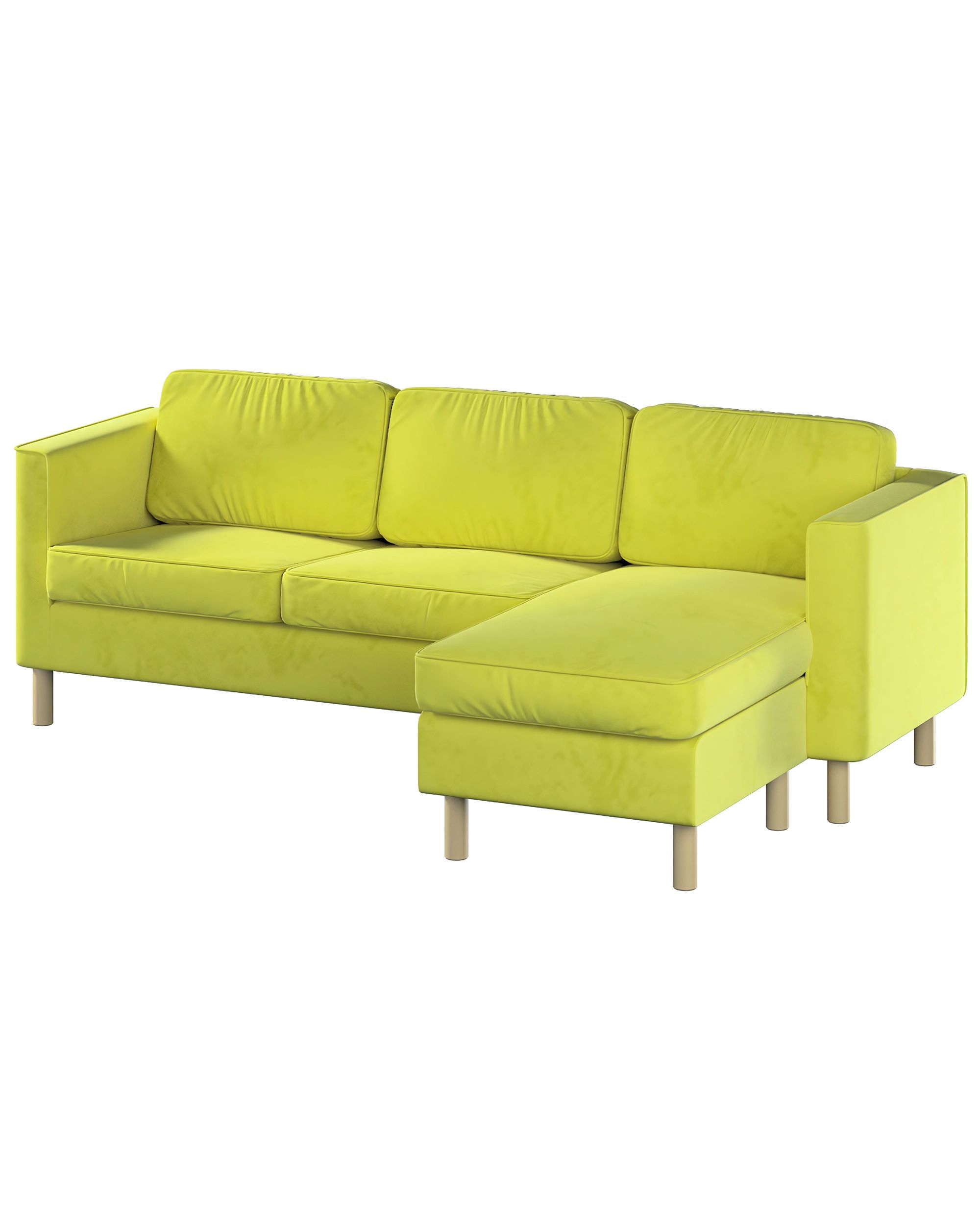 Bezug für Pärup 3-Sitzer Sofa mit Recamiere Farbe grün Stoff glänzend, samt