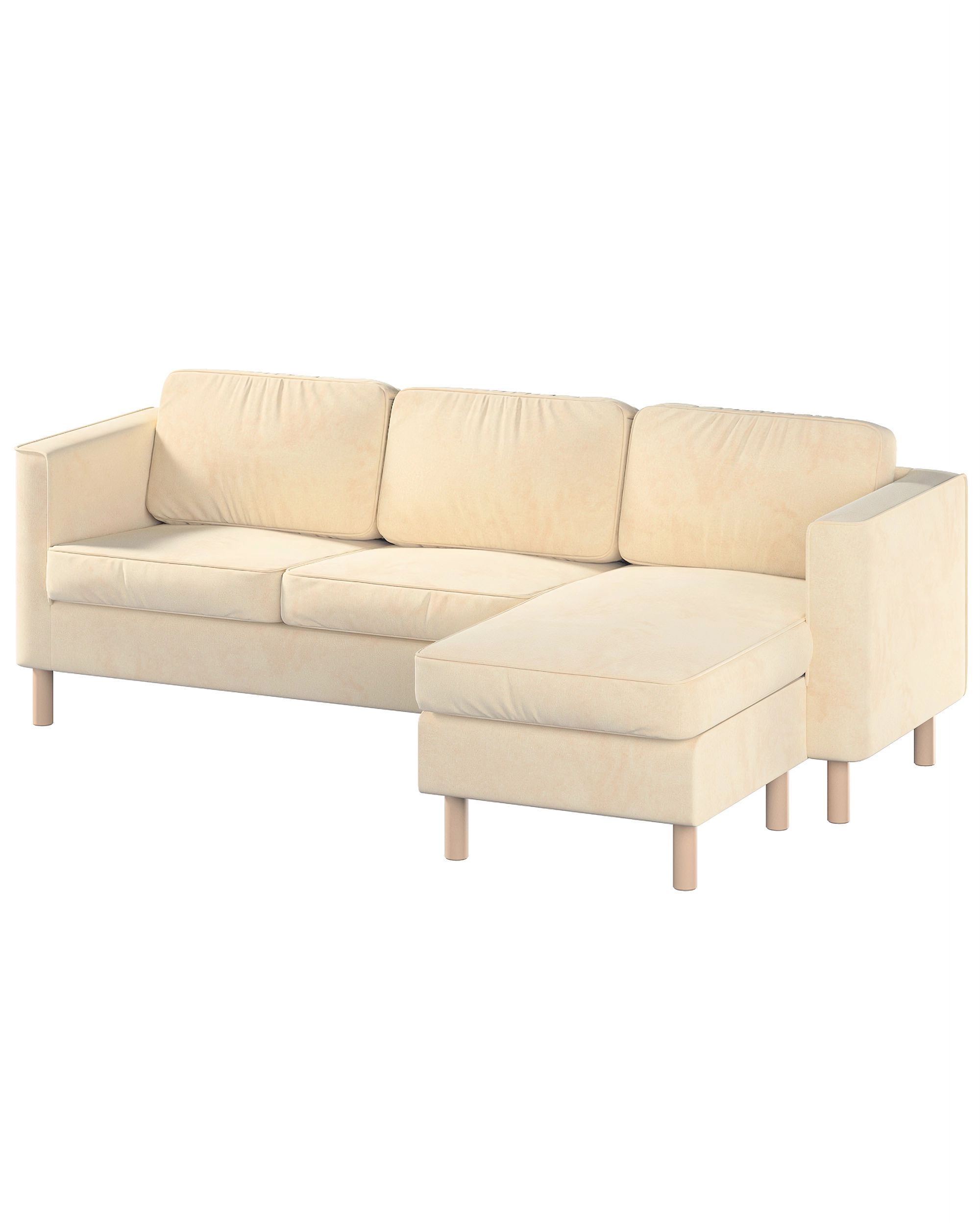 Bezug für Pärup 3-Sitzer Sofa mit Recamiere Farbe ecru Stoff glänzend, samt