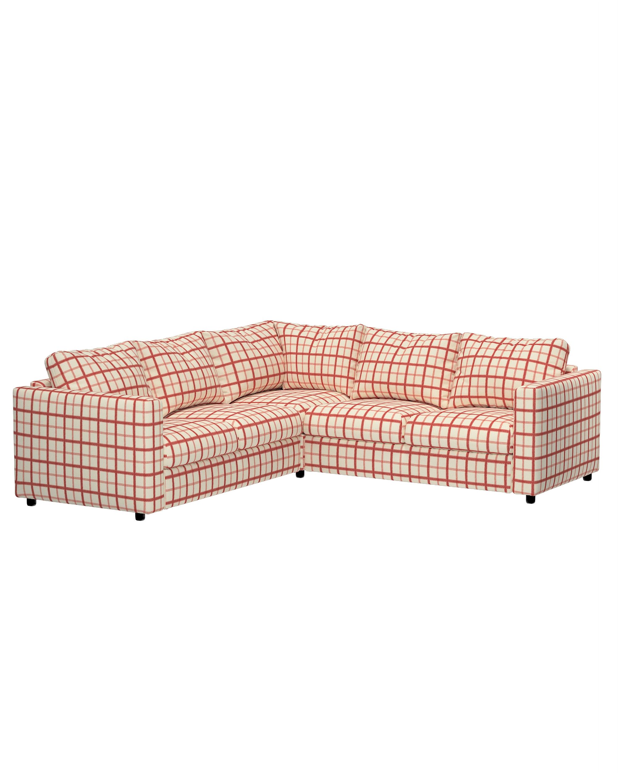 Bezug für Vimle Eckelement Farbe rot Stoff gemustert (hover)