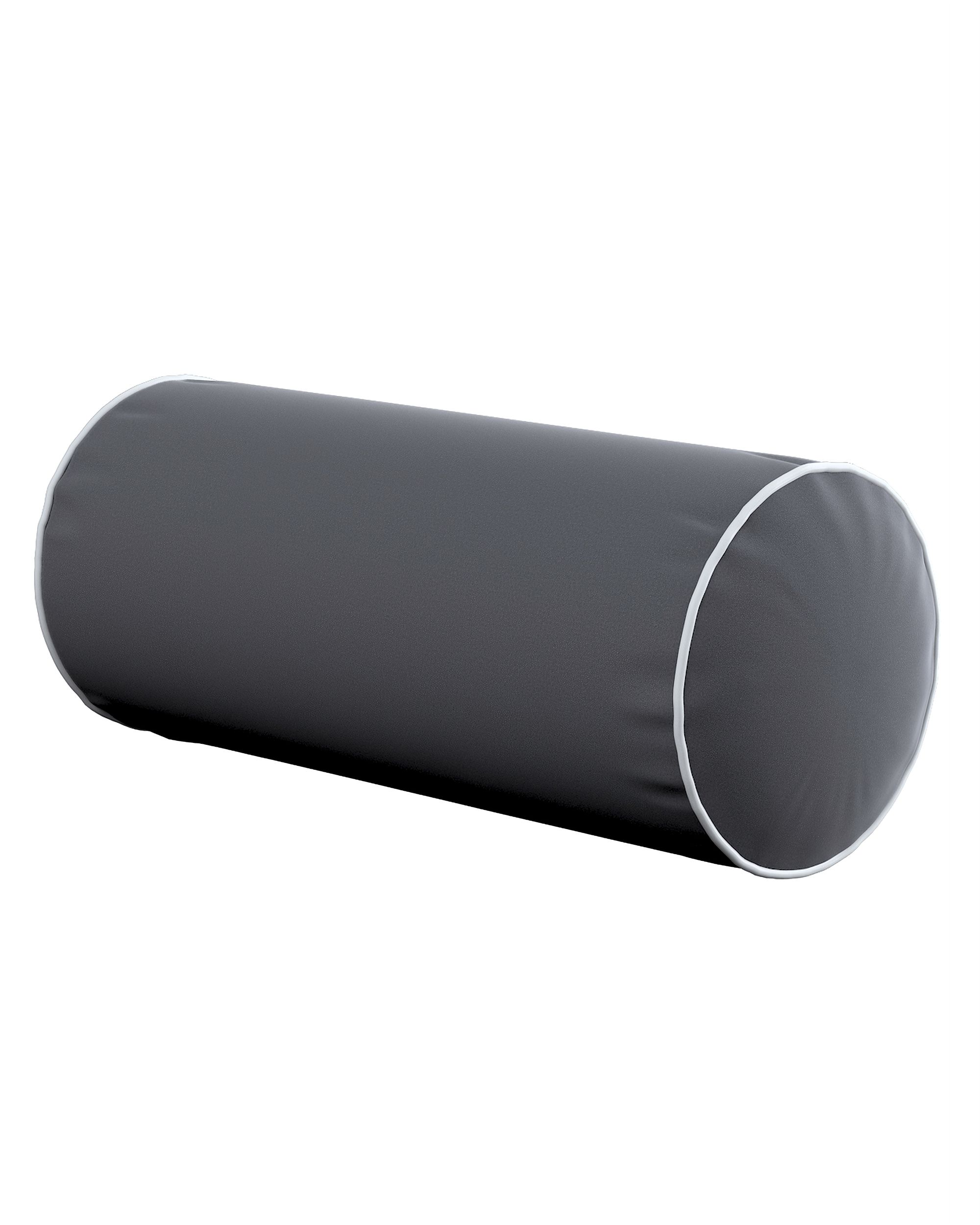 Einfache Nackenrolle mit Einfassband Farbe grau Stoff glänzend, samt