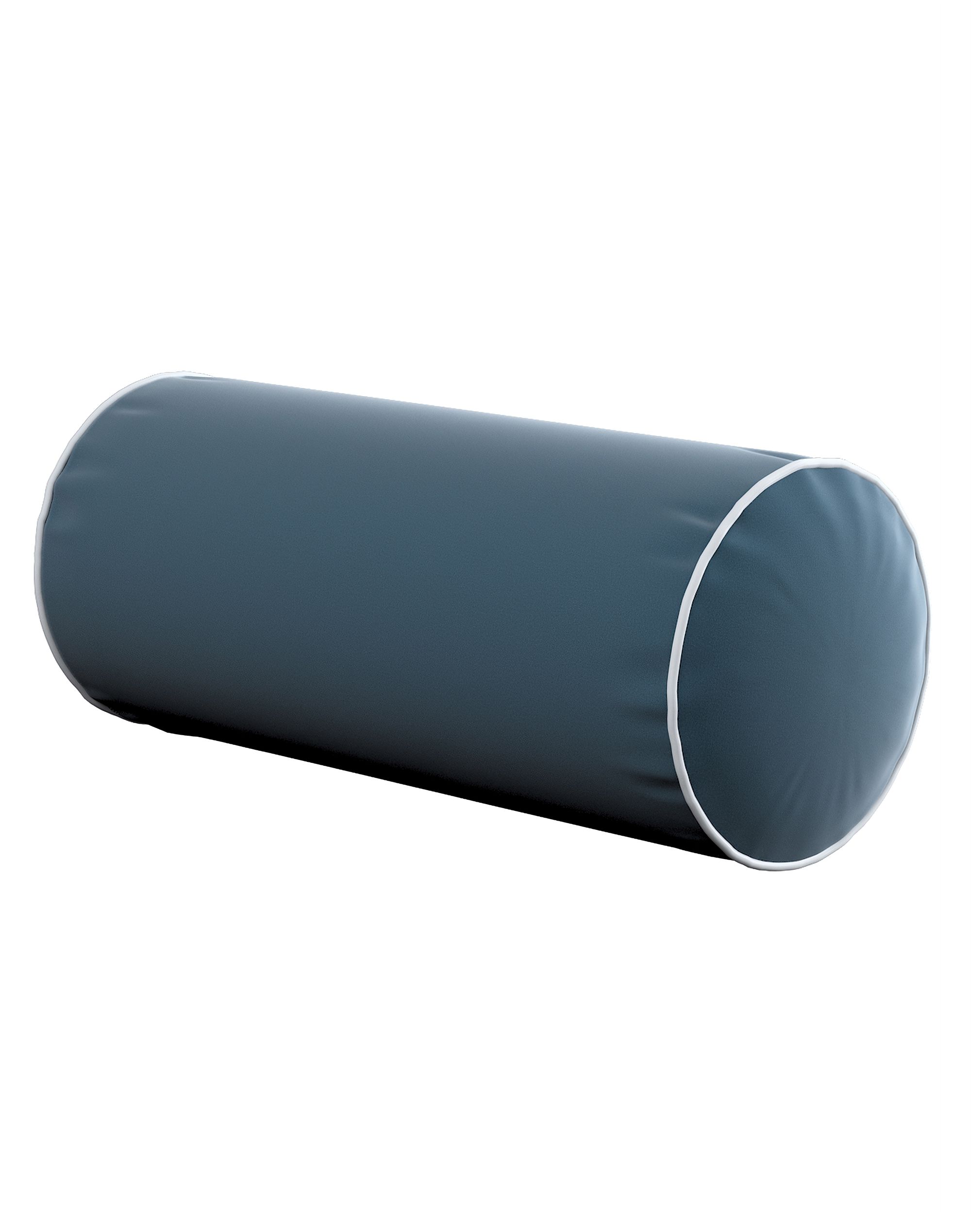 Einfache Nackenrolle mit Einfassband Farbe blau Stoff glänzend, samt