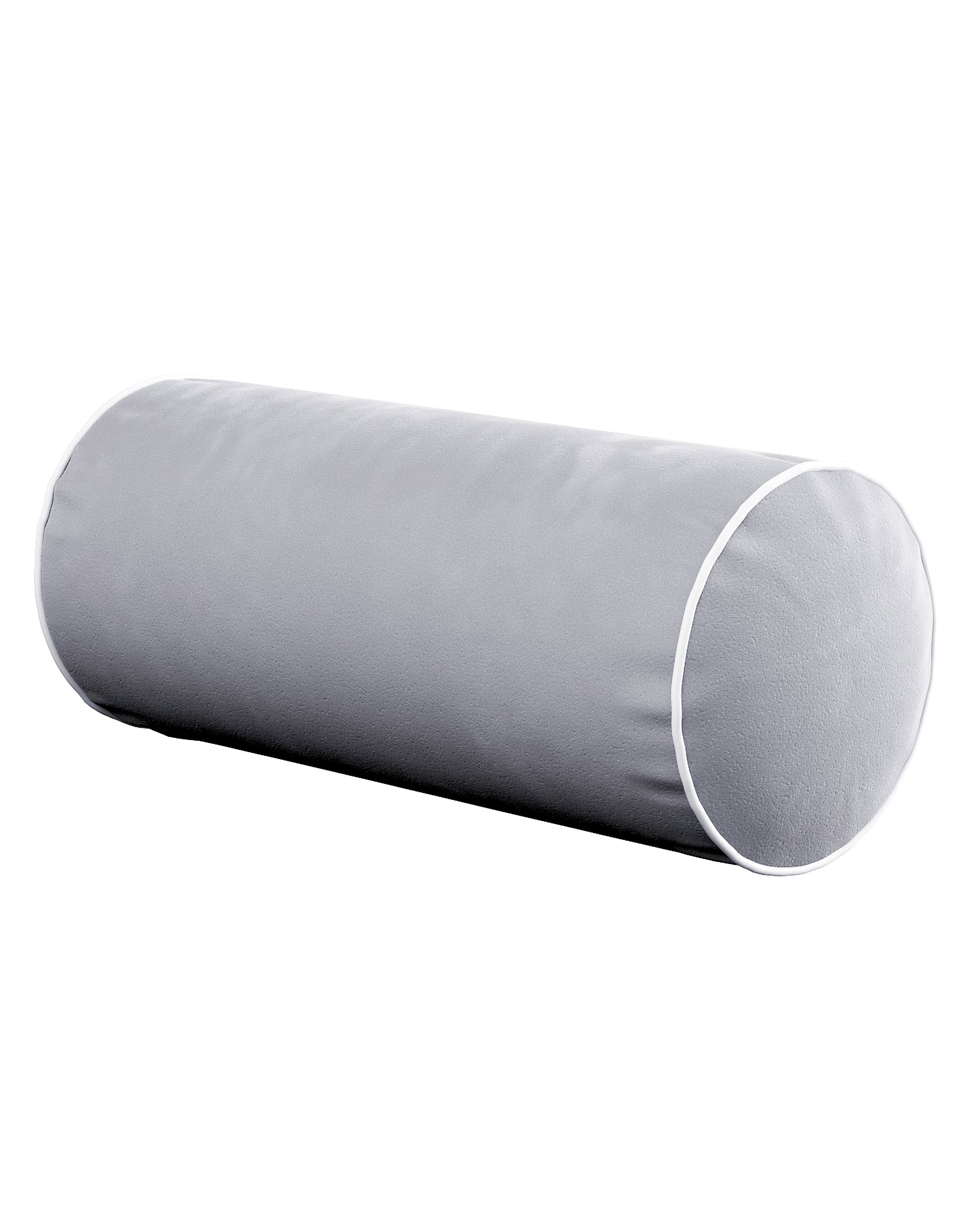 Einfache Nackenrolle mit Einfassband Farbe grau Stoff glänzend, samt