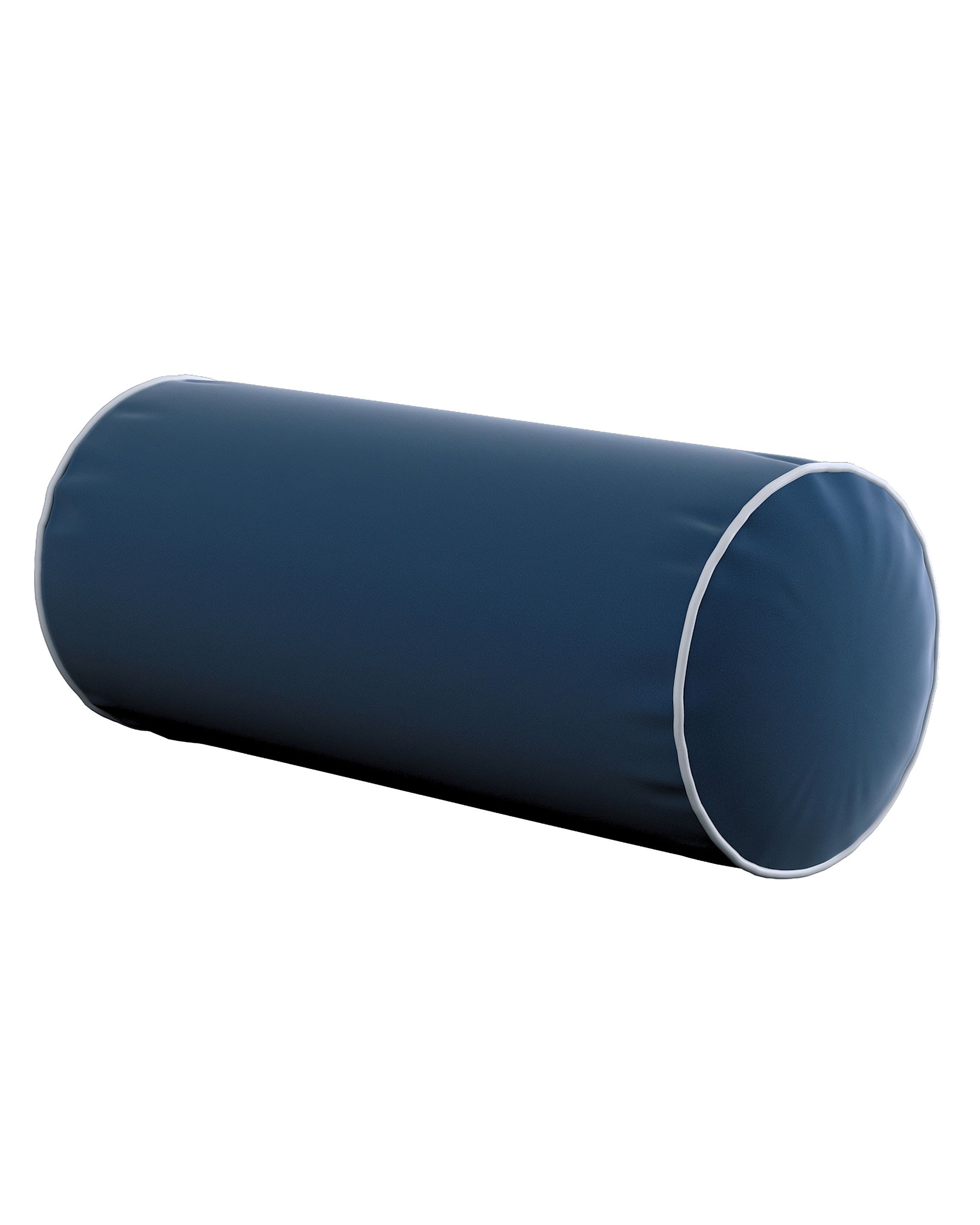 Einfache Nackenrolle mit Einfassband Farbe dunkelblau Stoff glänzend, samt