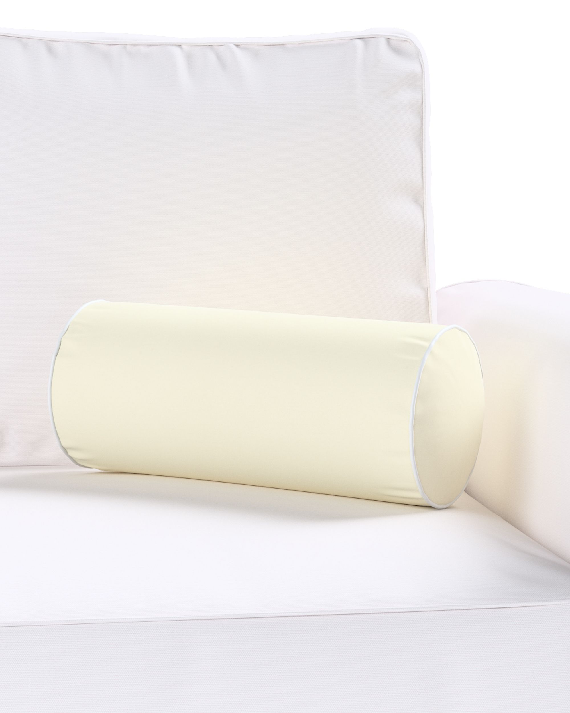 Einfache Nackenrolle mit Einfassband Farbe creme Stoff glänzend, samt (hover)