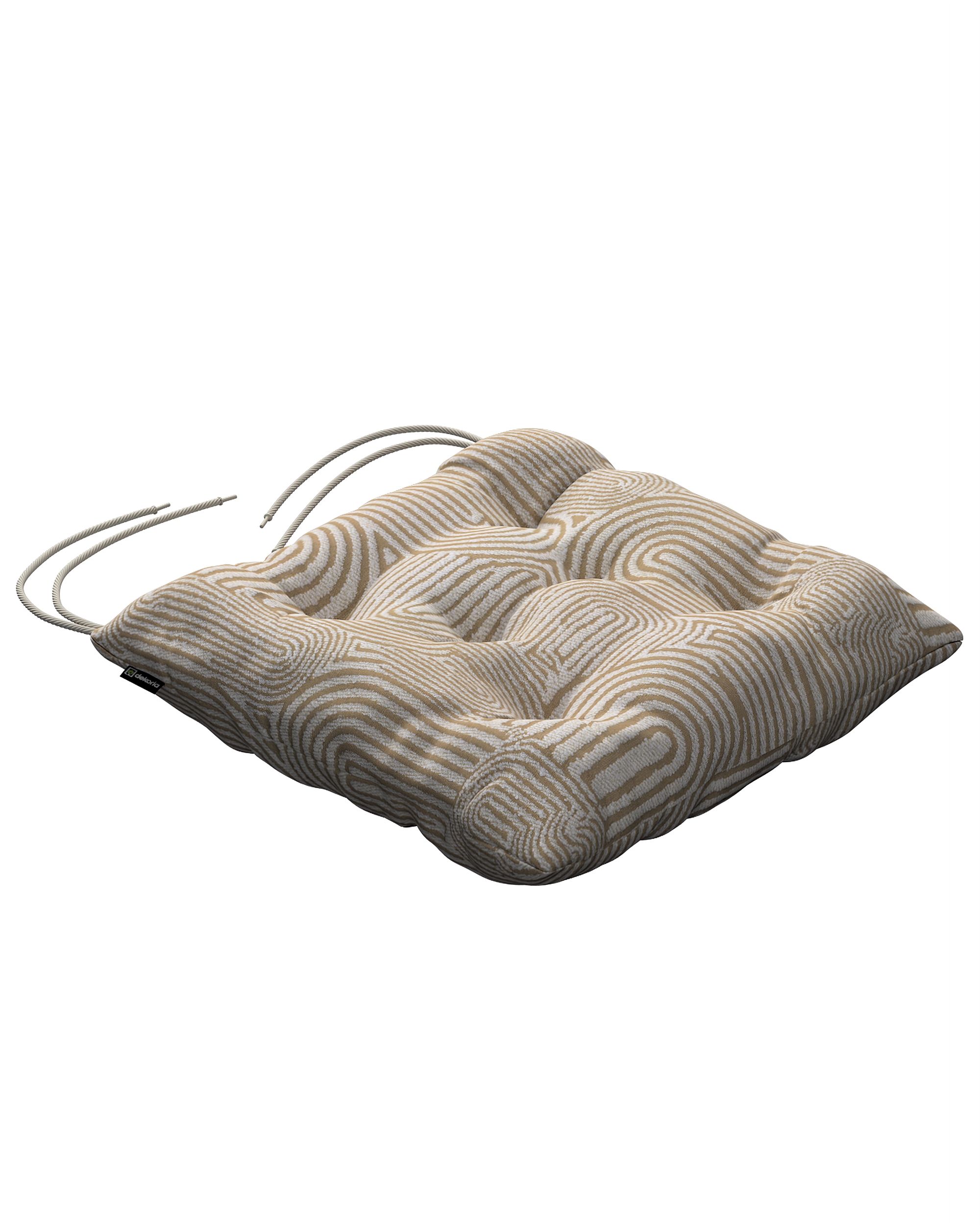 Stuhlkissen Thomas mit Bindeschnur Farbe beige Stoff strukturiert, gemustert
