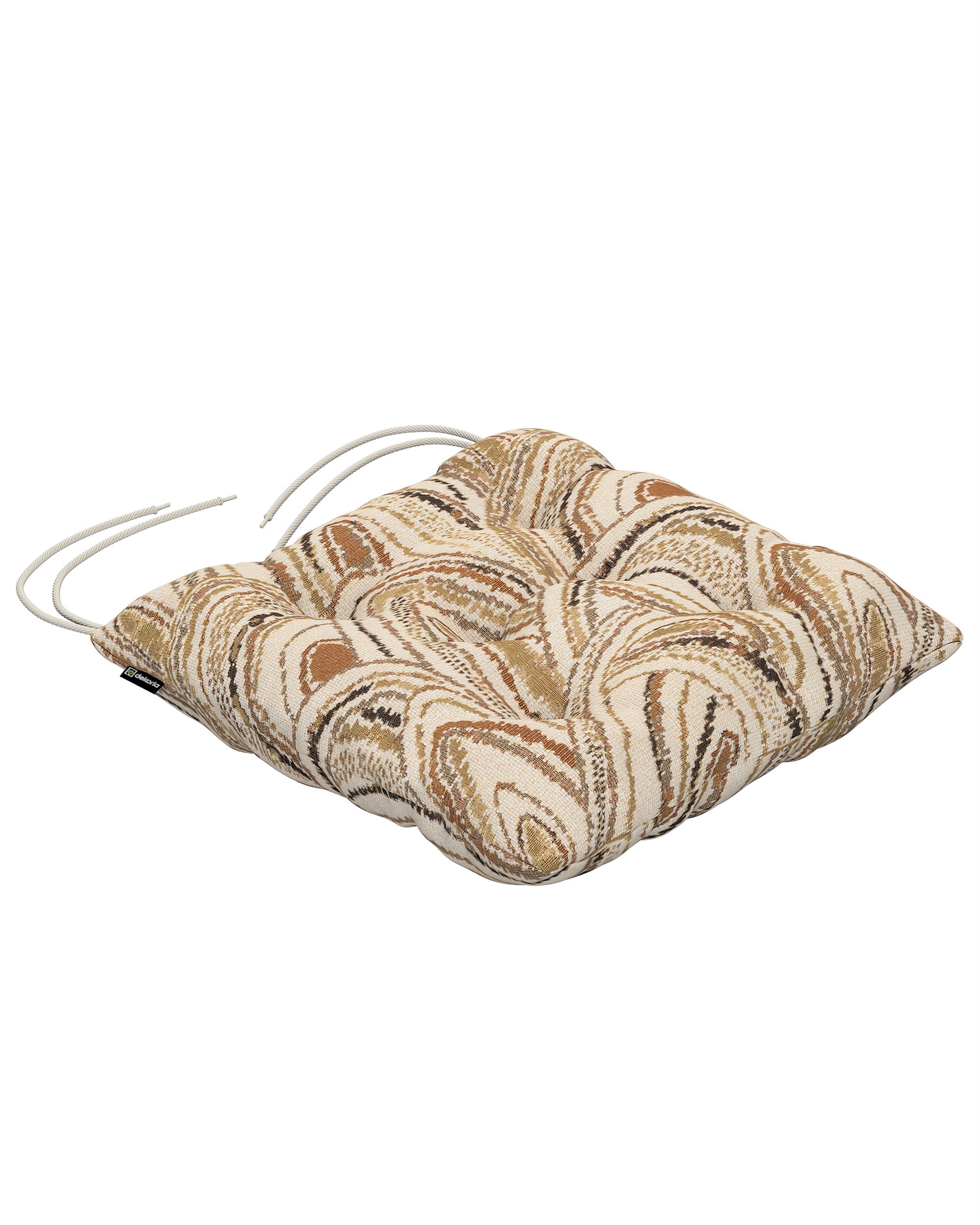 Stuhlkissen Thomas mit Bindeschnur Farbe beige Stoff strukturiert, gemustert