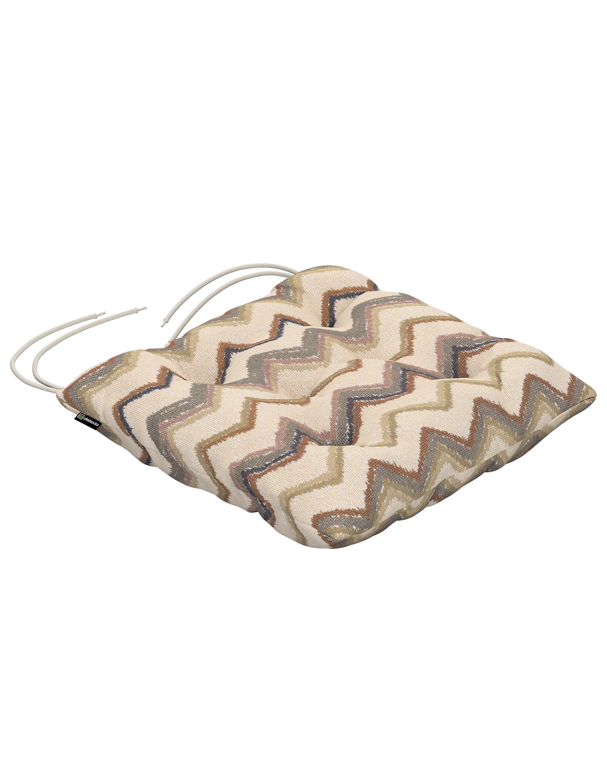 Stuhlkissen Thomas mit Bindeschnur Farbe beige Stoff strukturiert, gemustert