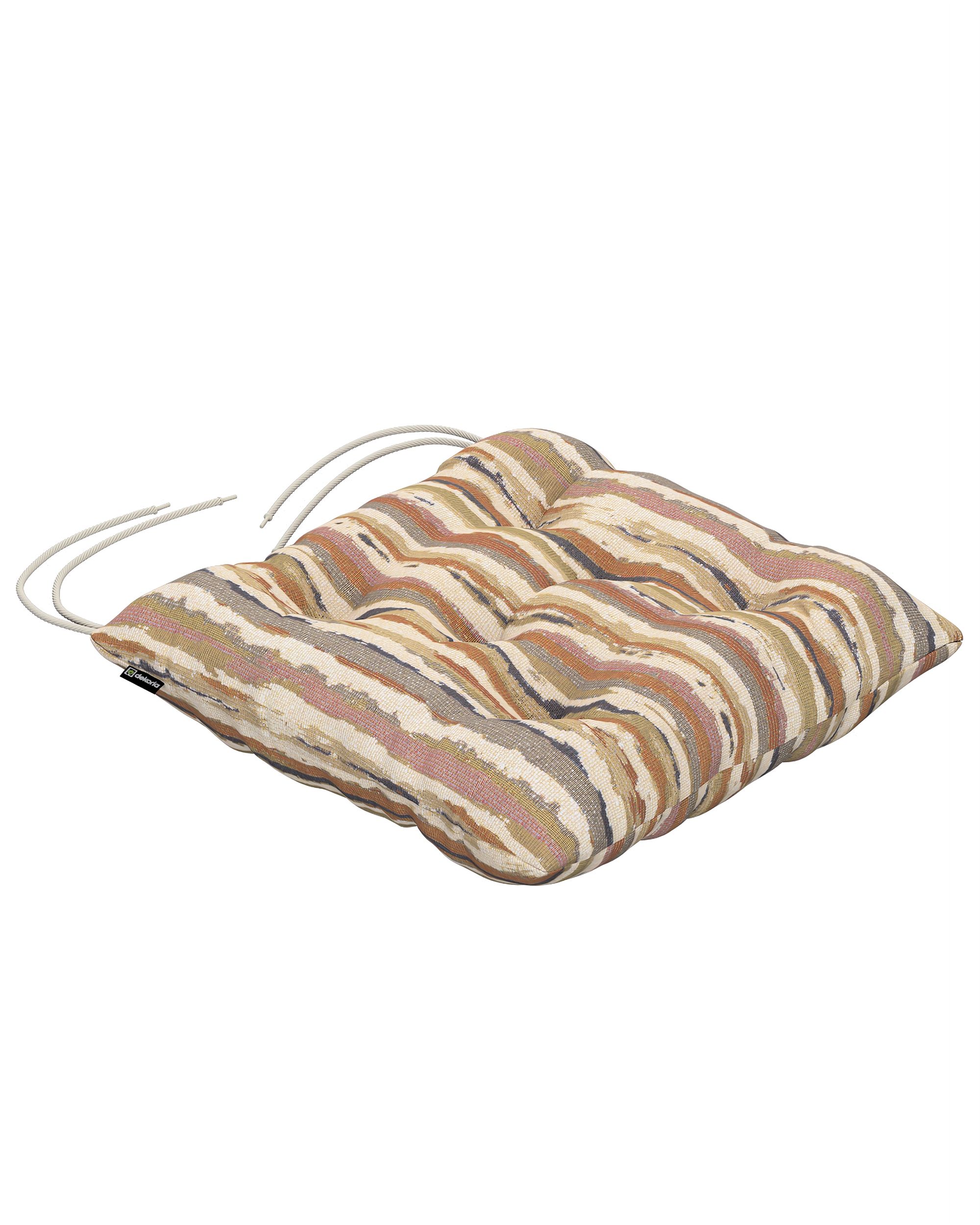 Stuhlkissen Thomas mit Bindeschnur Farbe beige Stoff strukturiert, gemustert