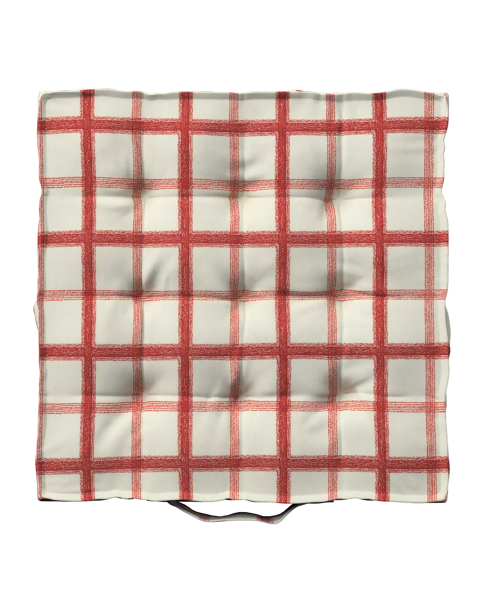 Sitzkissen Jacob mit Handgriff Farbe rot Stoff gemustert