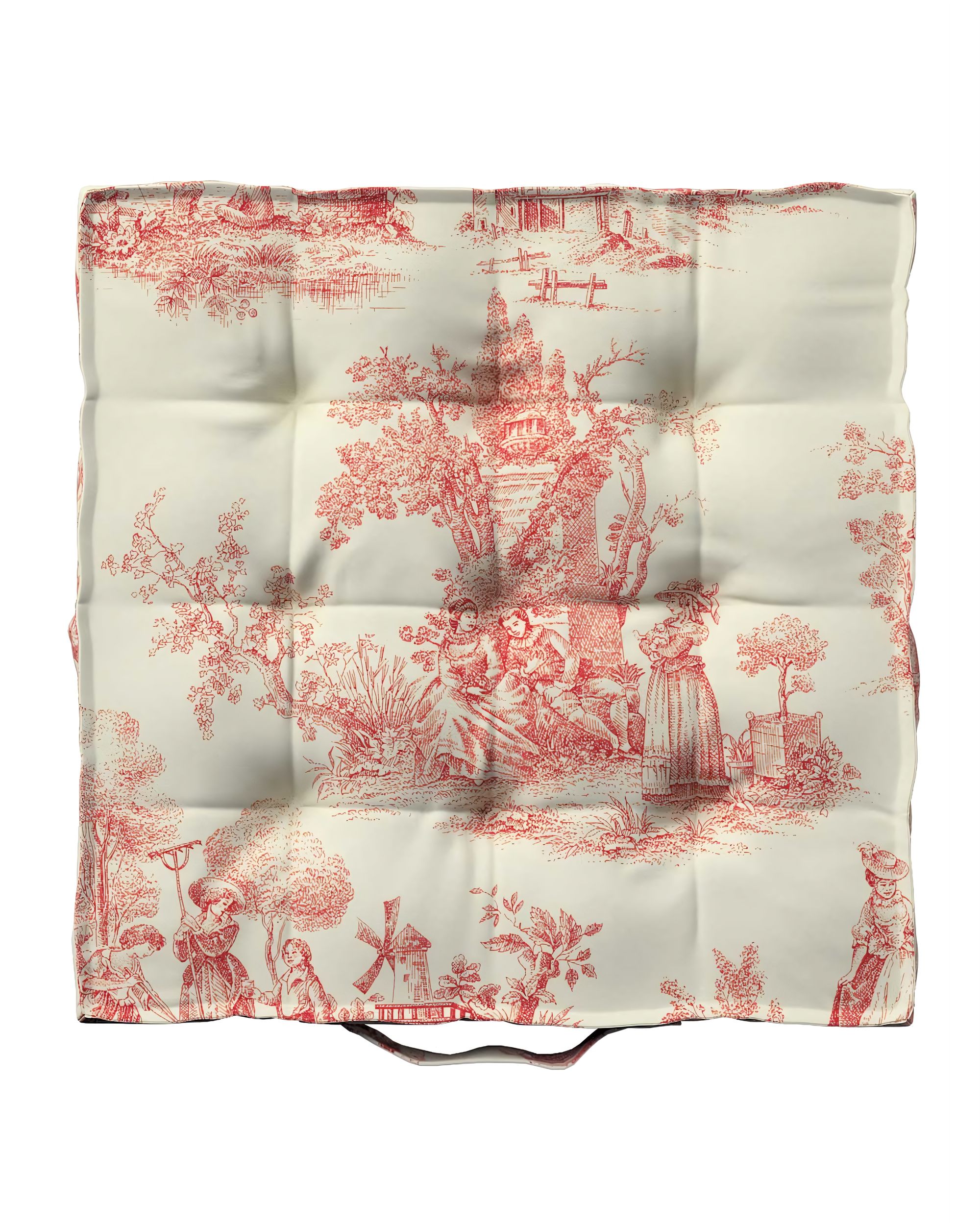 Sitzkissen Jacob mit Handgriff Farbe rot Stoff gemustert