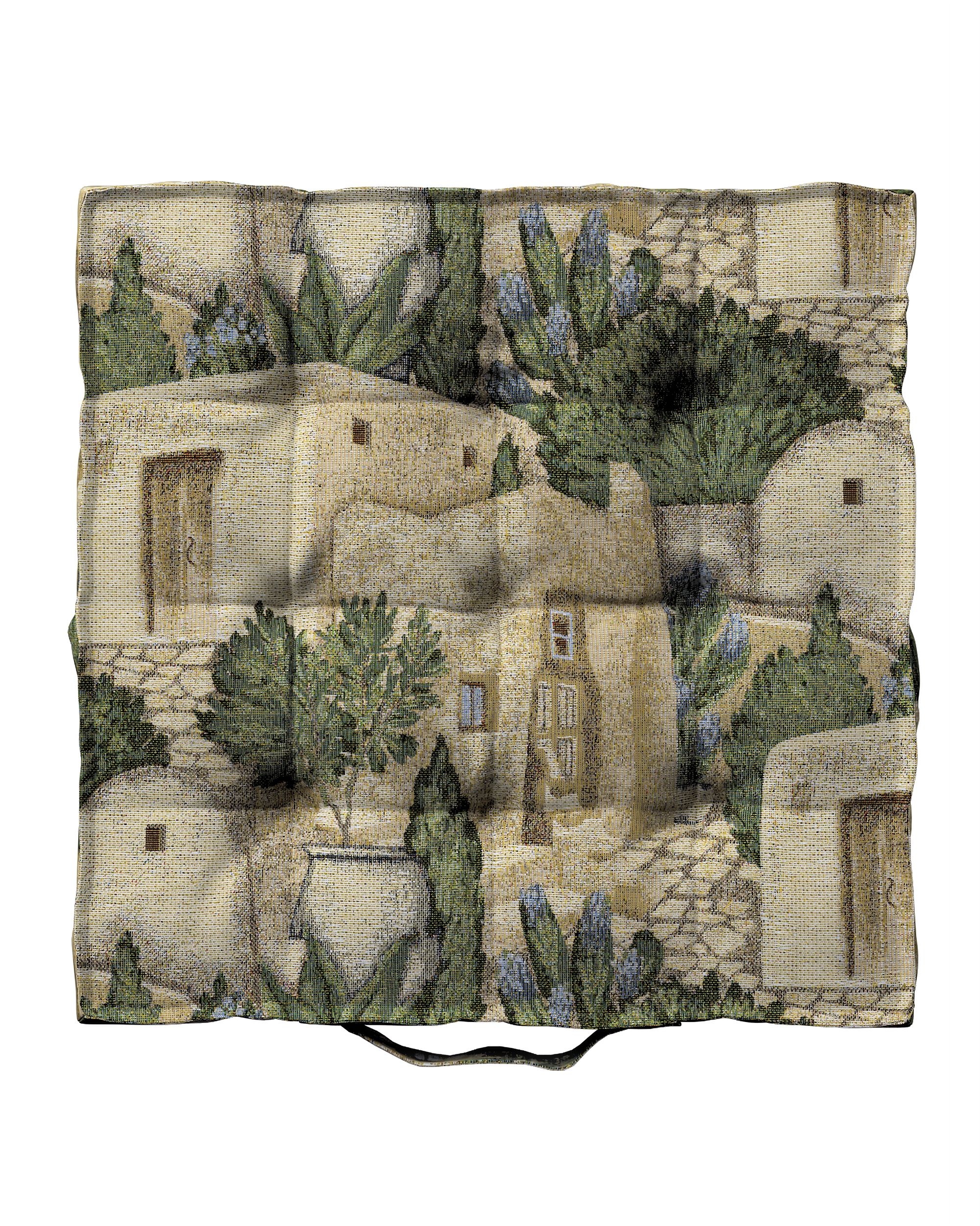 Sitzkissen Jacob mit Handgriff Farbe beige Stoff strukturiert, gemustert