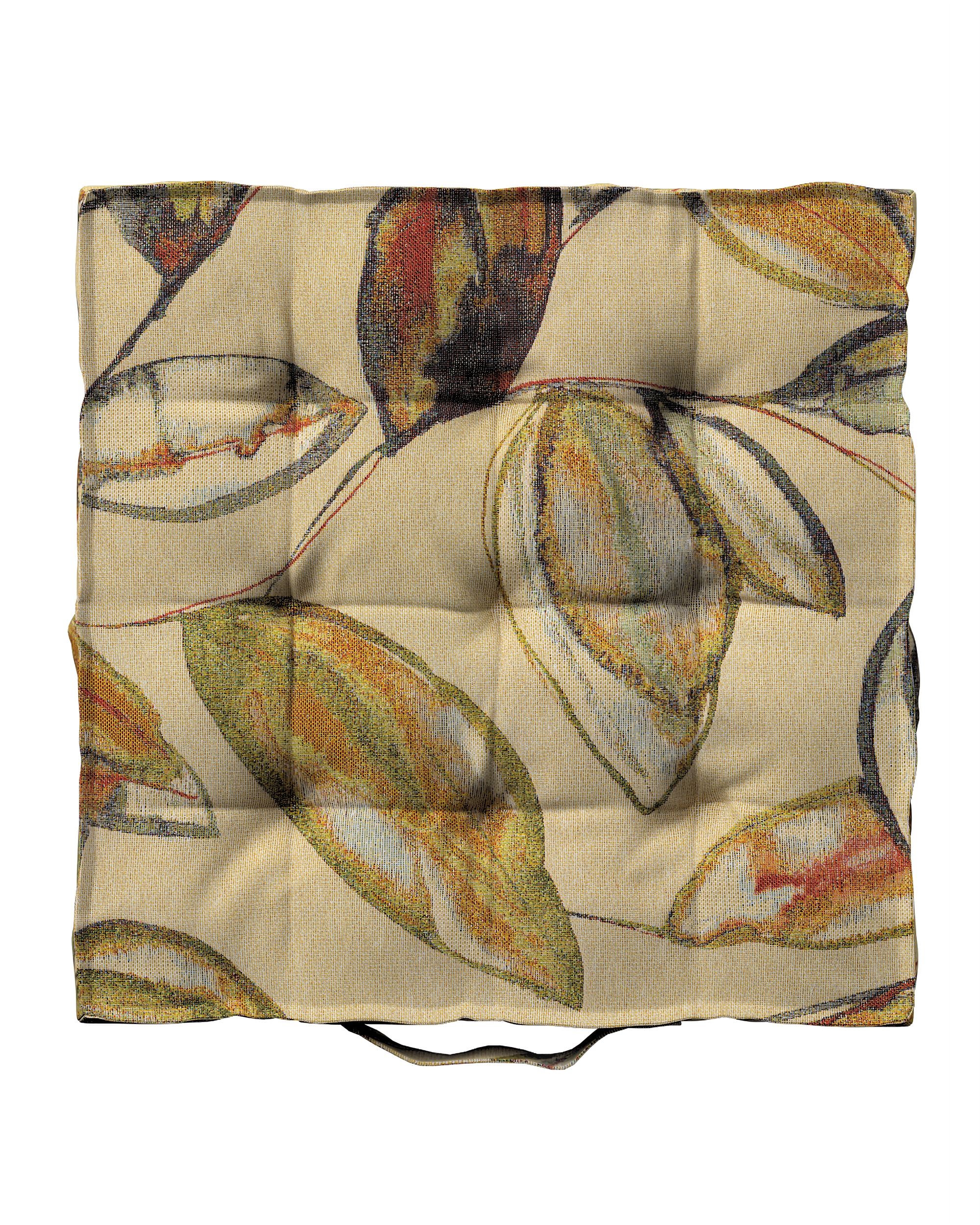 Sitzkissen Jacob mit Handgriff Farbe beige Stoff strukturiert, gemustert