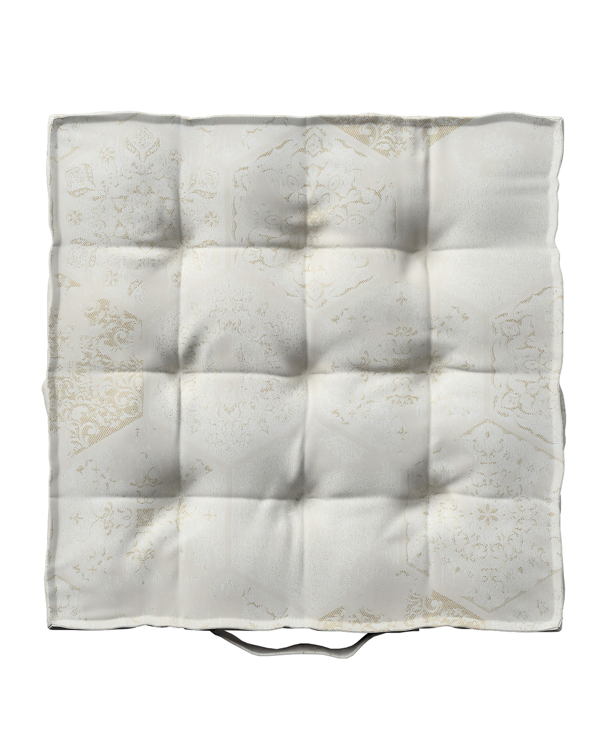Sitzkissen Jacob mit Handgriff Farbe creme Stoff glänzend, strukturiert, gemustert