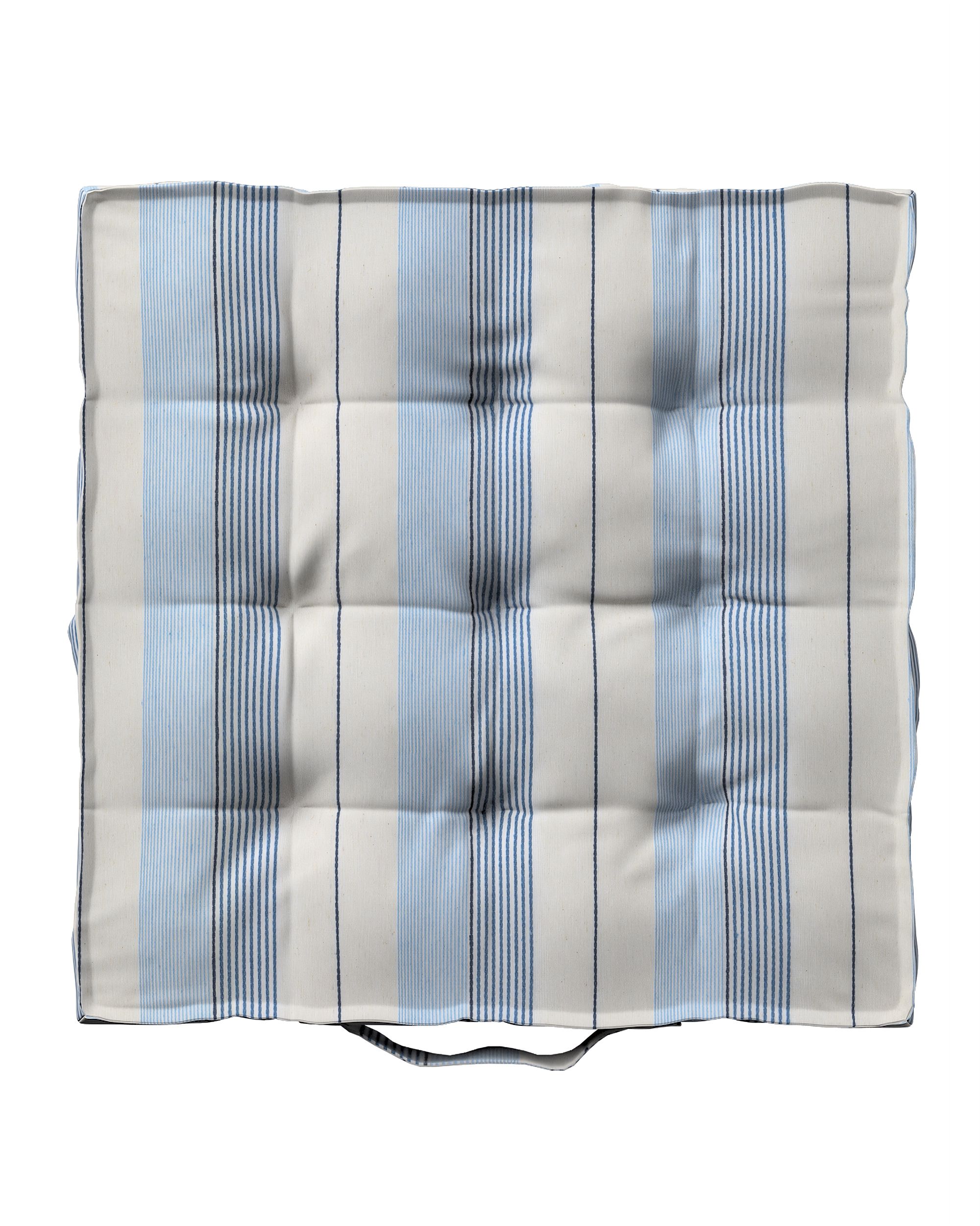 Sitzkissen Jacob mit Handgriff Farbe blau Stoff strukturiert, gemustert
