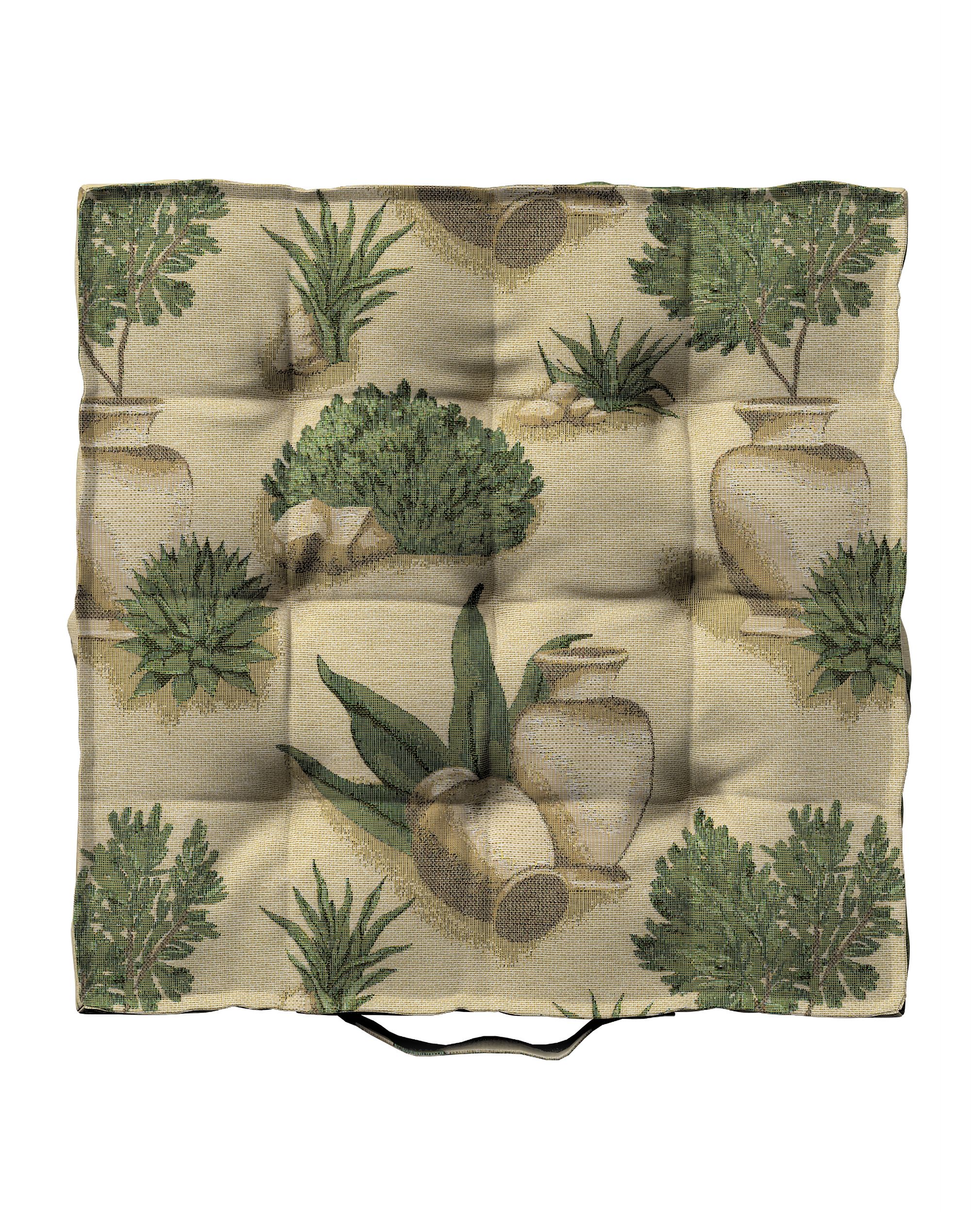 Sitzkissen Jacob mit Handgriff Farbe beige Stoff strukturiert, gemustert