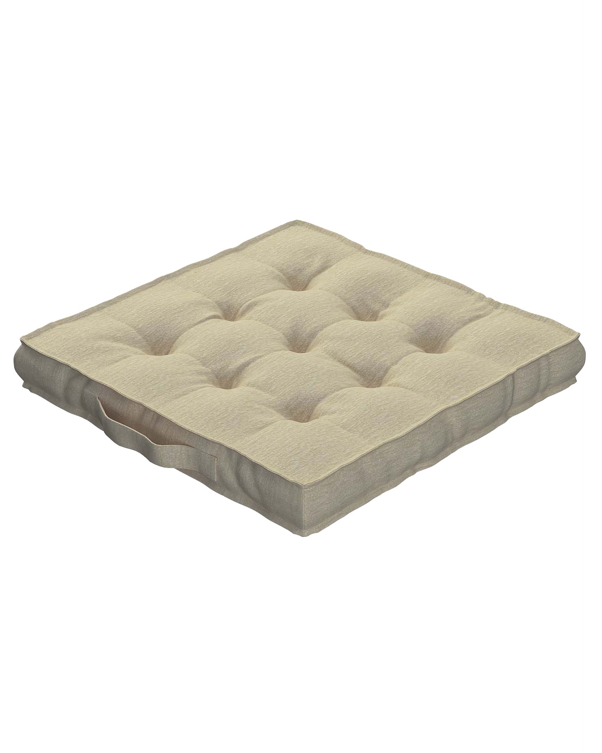 Sitzkissen Jacob mit Handgriff Farbe creme Stoff glänzend, strukturiert