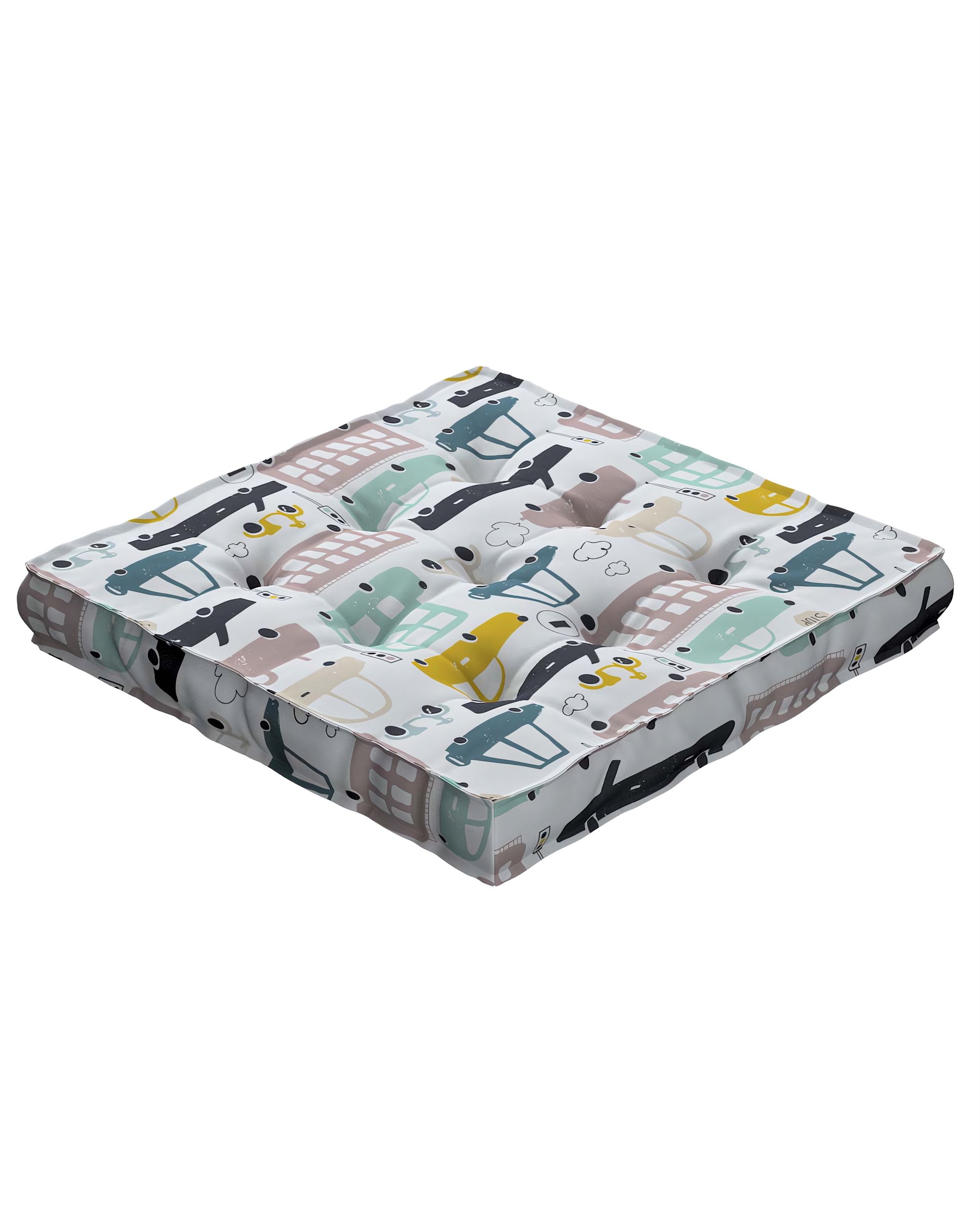 Sitzkissen Jacob mit Handgriff Farbe beige Stoff gemustert