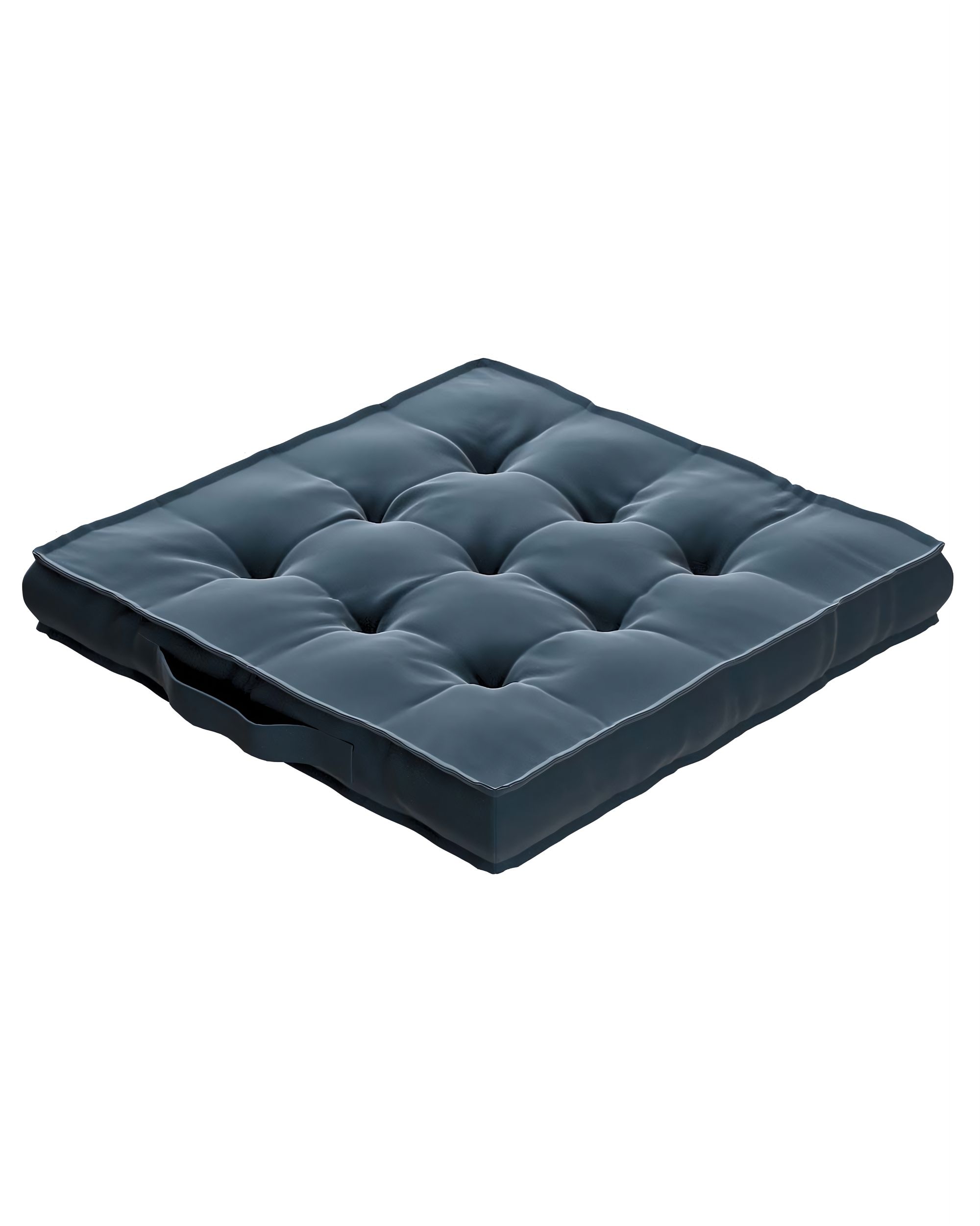 Sitzkissen Jacob mit Handgriff Farbe blau Stoff glänzend, samt