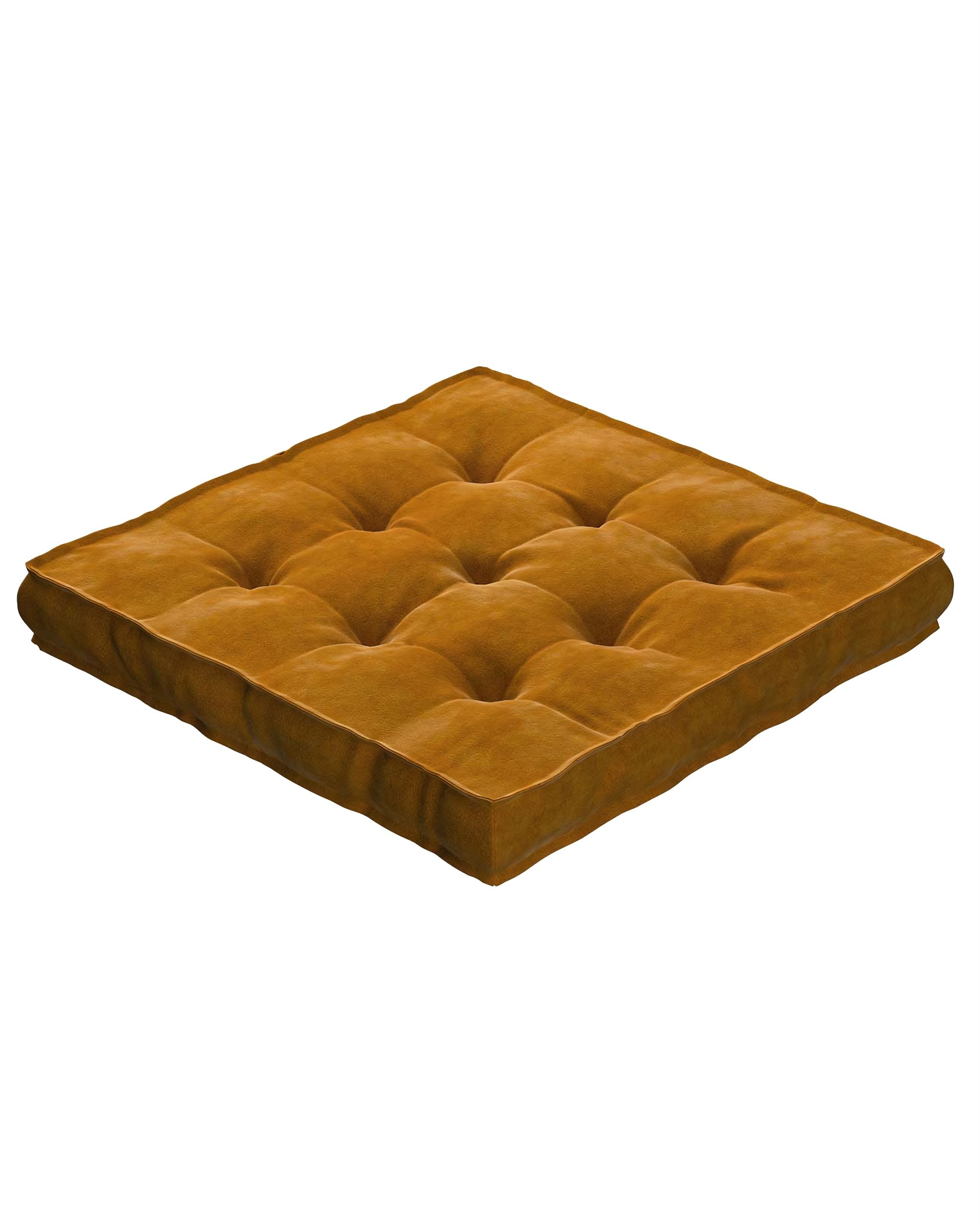 Sitzkissen Jacob mit Handgriff Farbe gelb Stoff glänzend, samt