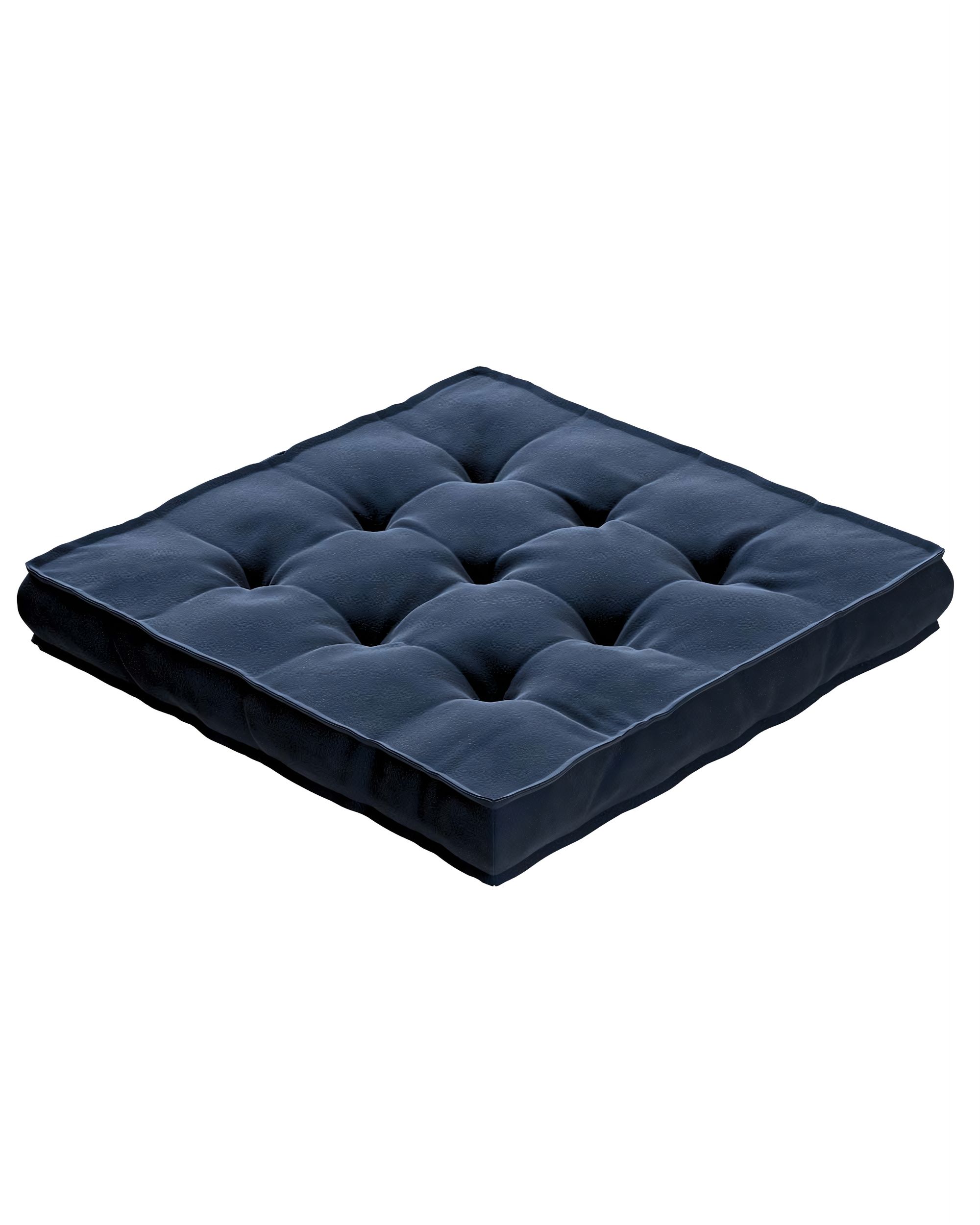 Sitzkissen Jacob mit Handgriff Farbe dunkelblau Stoff glänzend, samt
