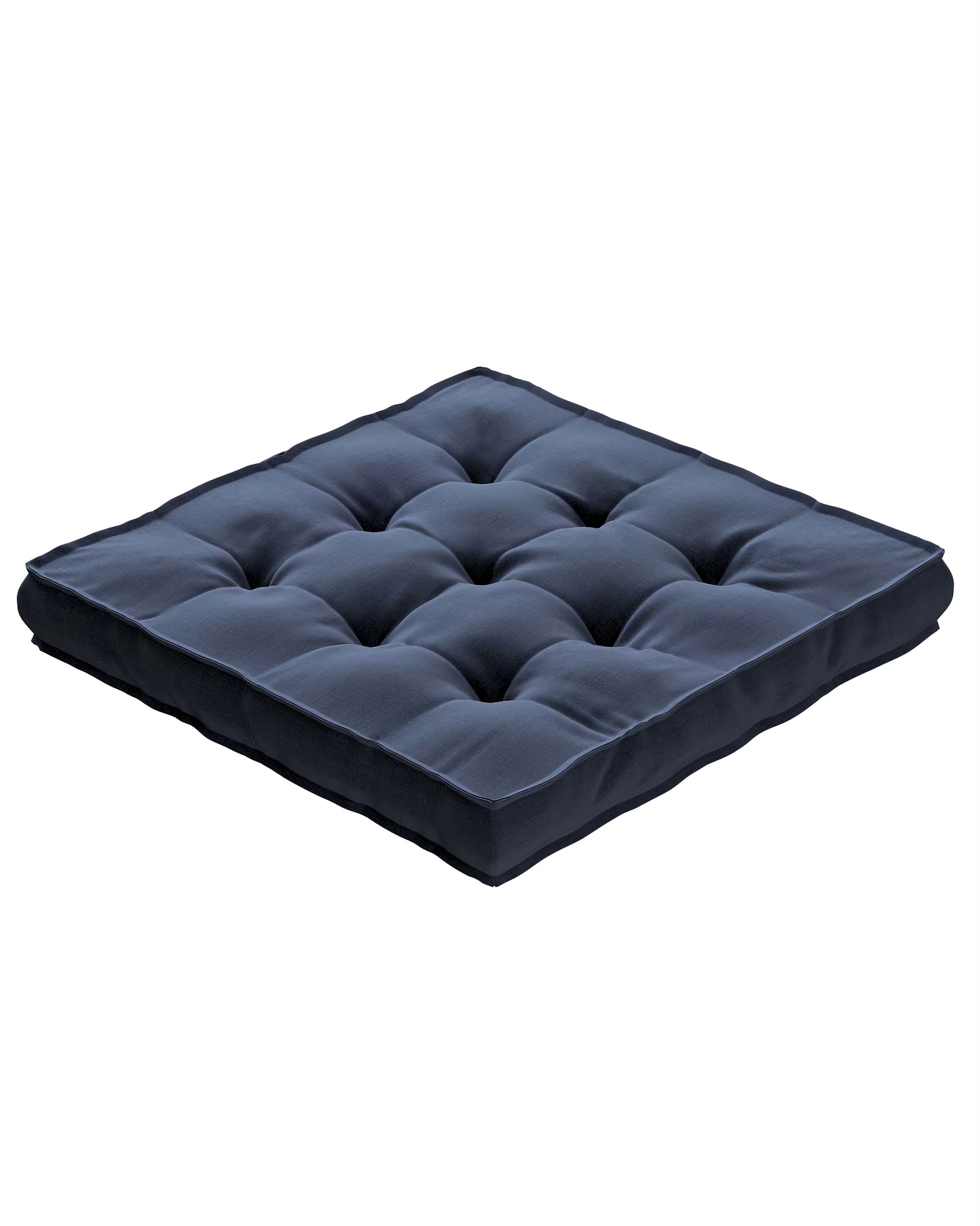 Sitzkissen Jacob mit Handgriff Farbe dunkelblau Stoff samt