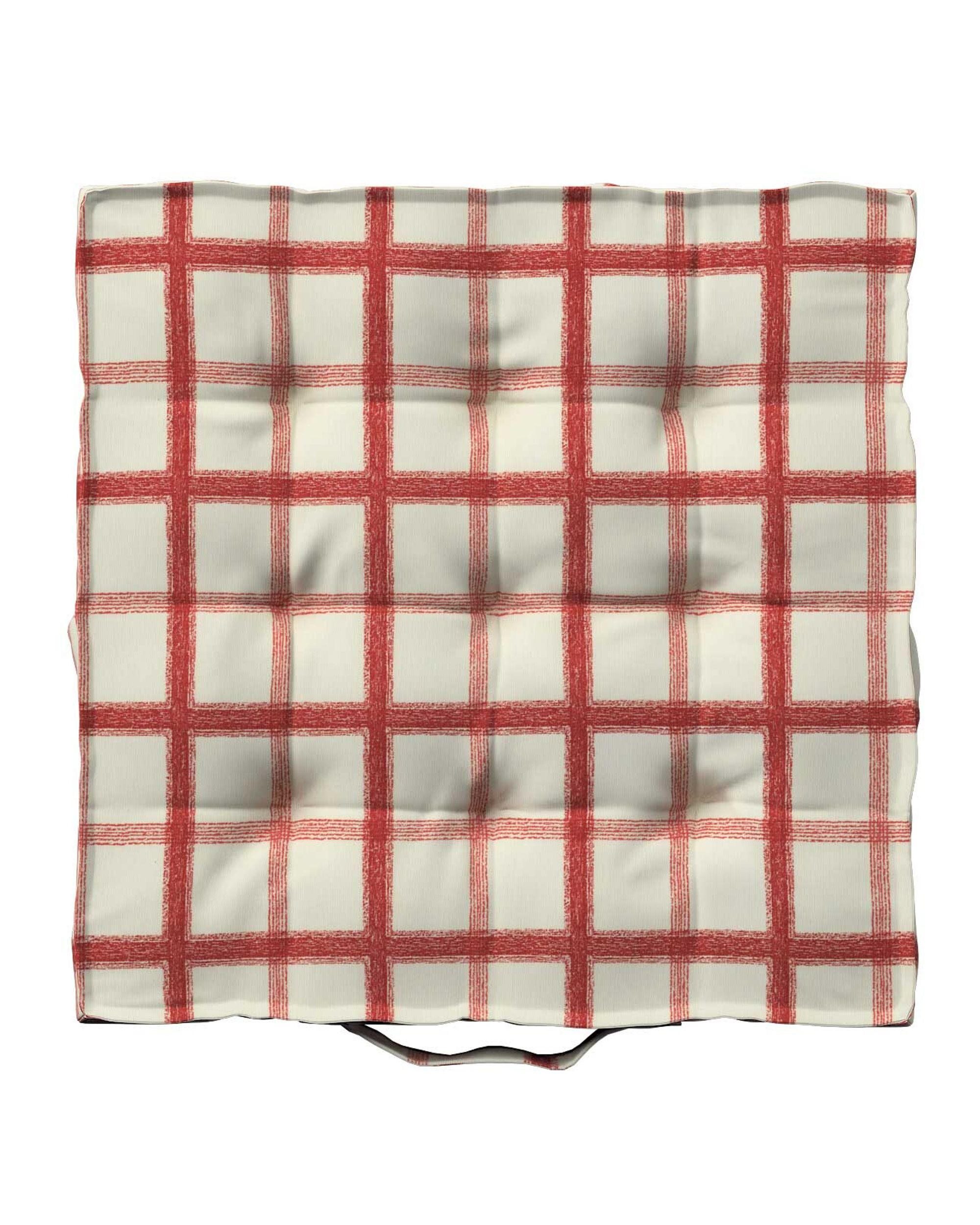 Sitzkissen Jacob mit Handgriff Farbe rot Stoff gemustert