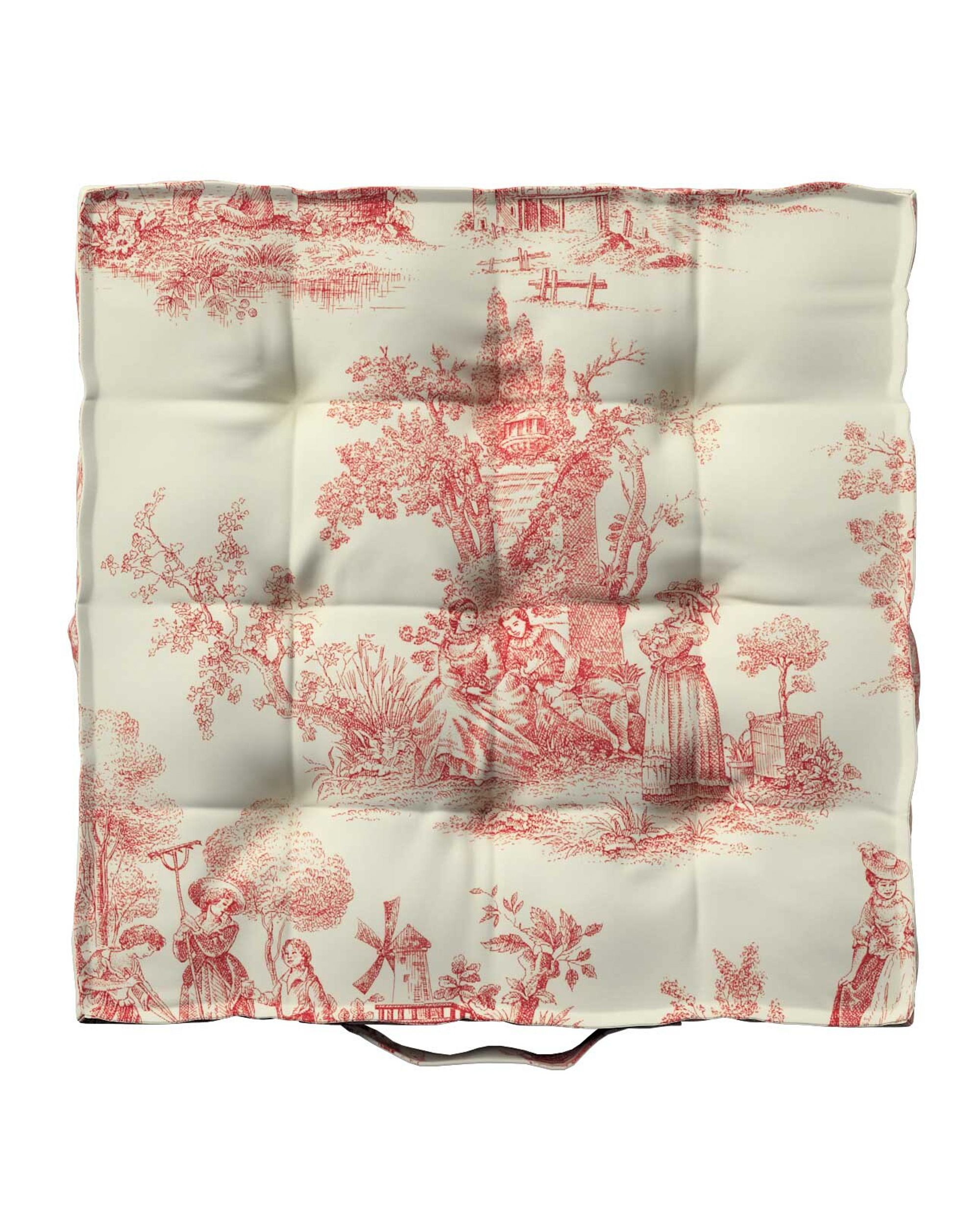 Sitzkissen Jacob mit Handgriff Farbe rot Stoff gemustert