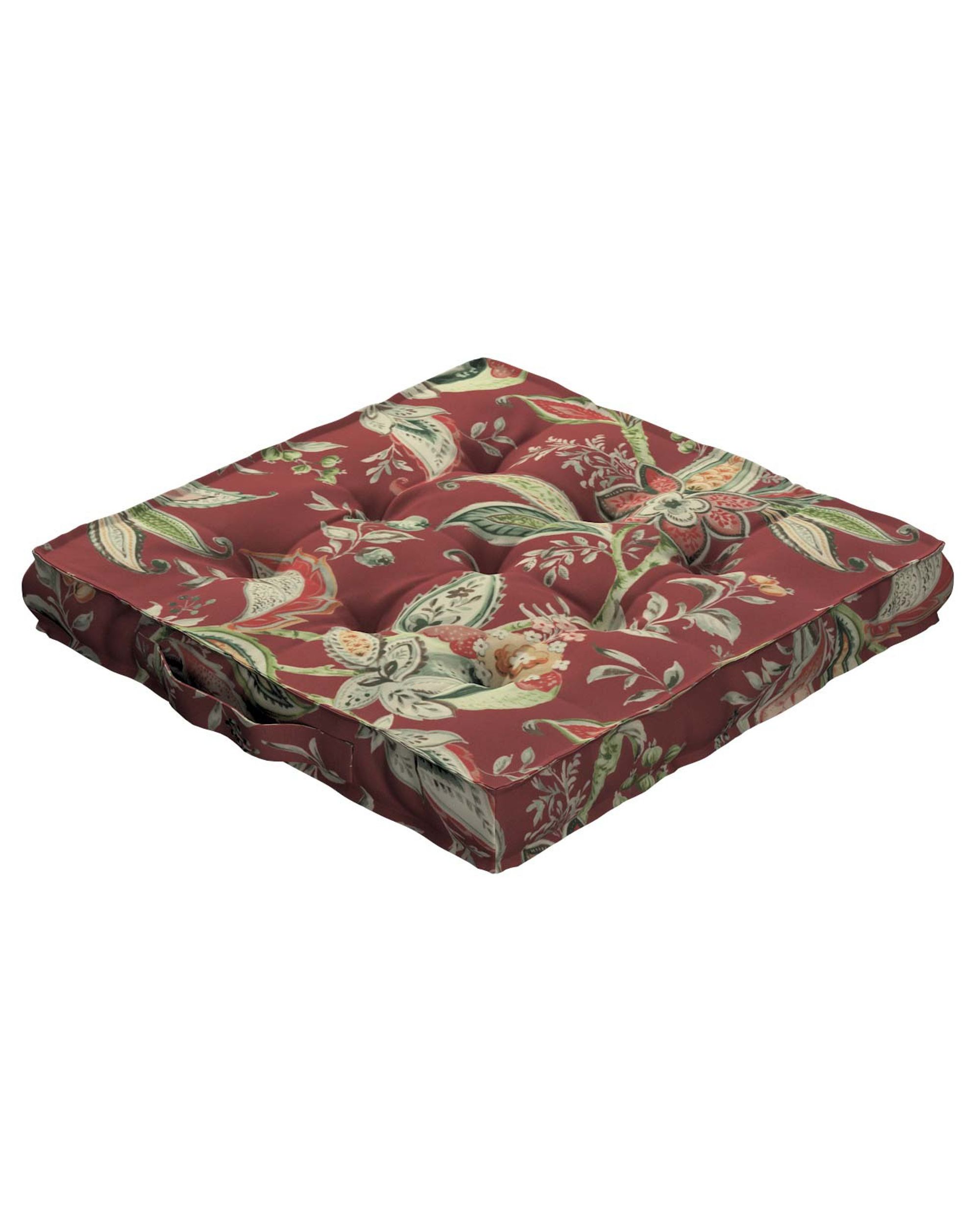 Sitzkissen Jacob mit Handgriff Farbe rot Stoff gemustert