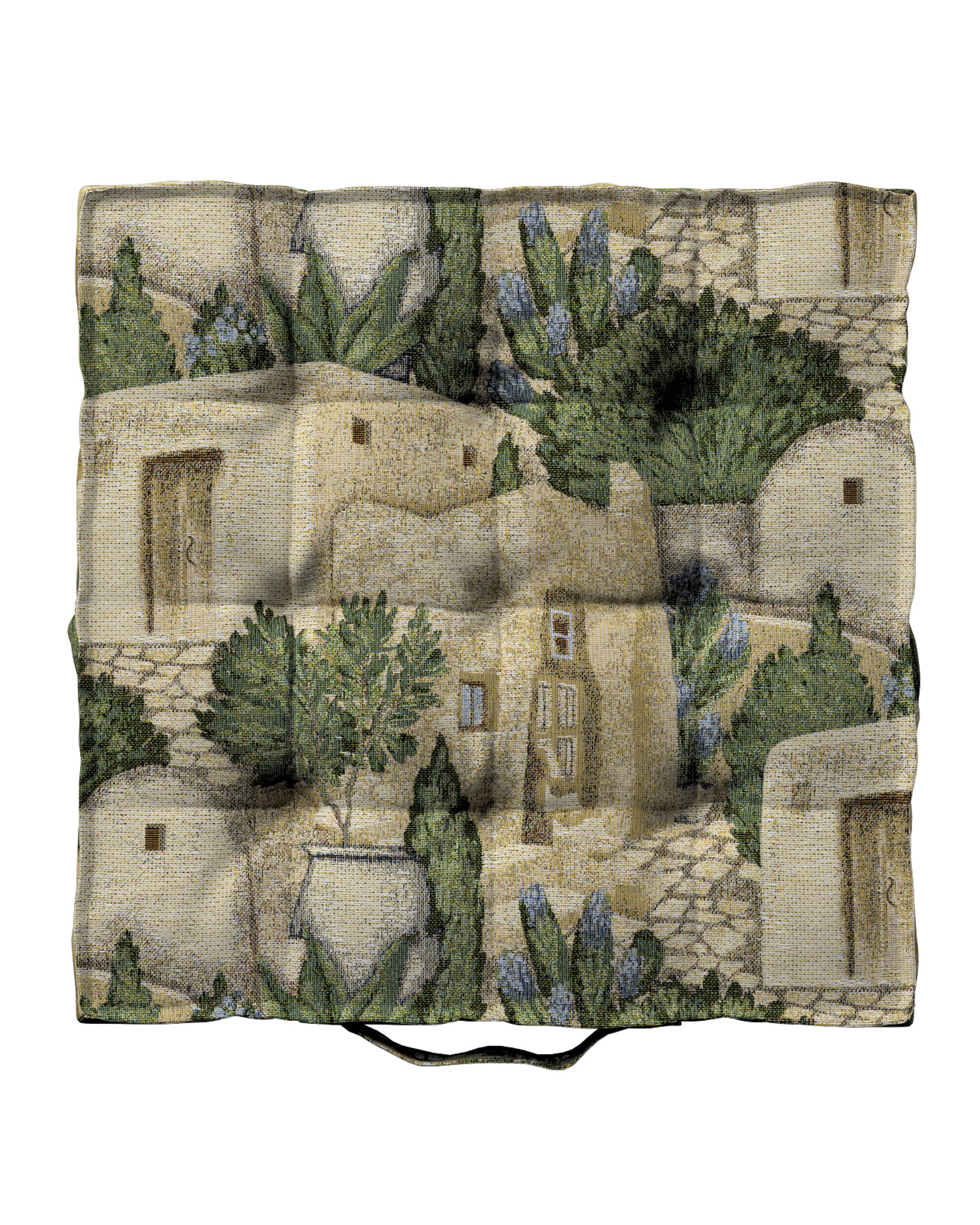Sitzkissen Jacob mit Handgriff Farbe beige Stoff strukturiert, gemustert