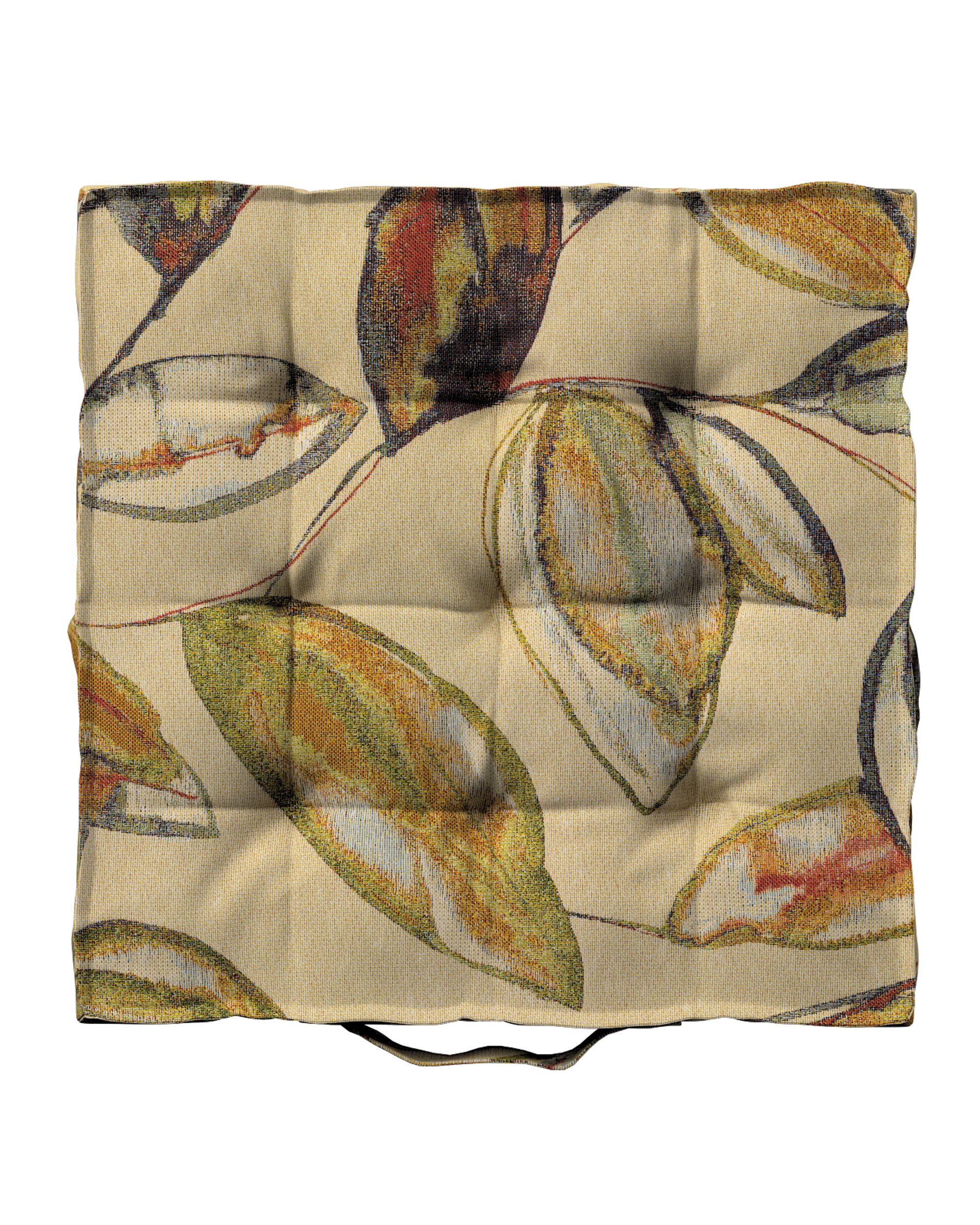 Sitzkissen Jacob mit Handgriff Farbe beige Stoff strukturiert, gemustert