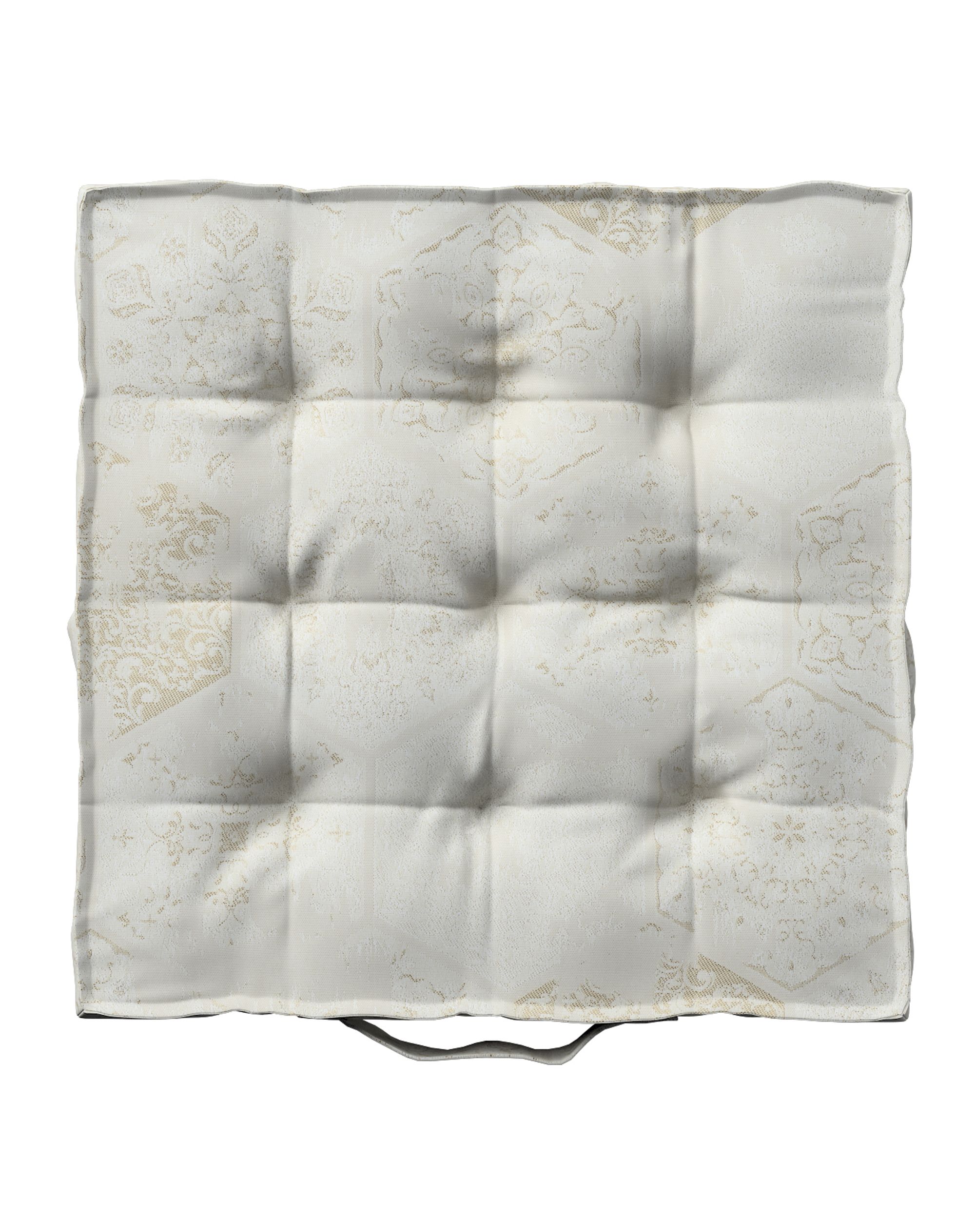 Sitzkissen Jacob mit Handgriff Farbe creme Stoff glänzend, strukturiert, gemustert