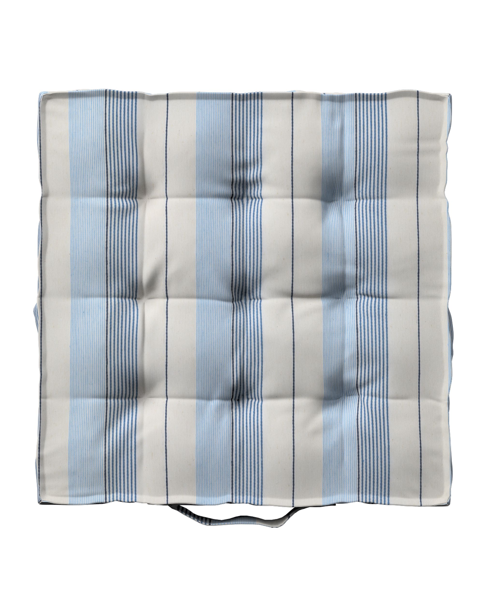 Sitzkissen Jacob mit Handgriff Farbe blau Stoff strukturiert, gemustert