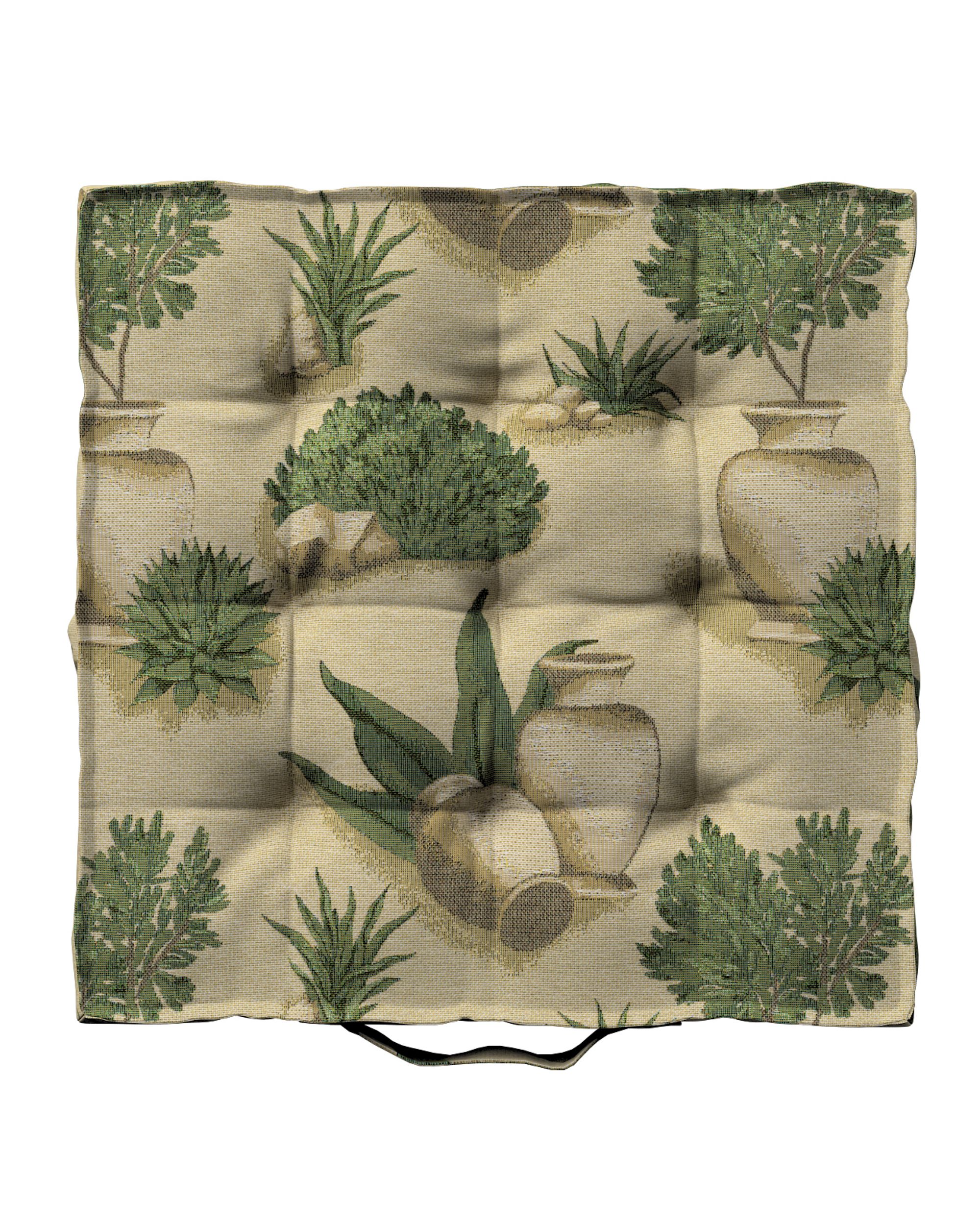 Sitzkissen Jacob mit Handgriff Farbe beige Stoff strukturiert, gemustert