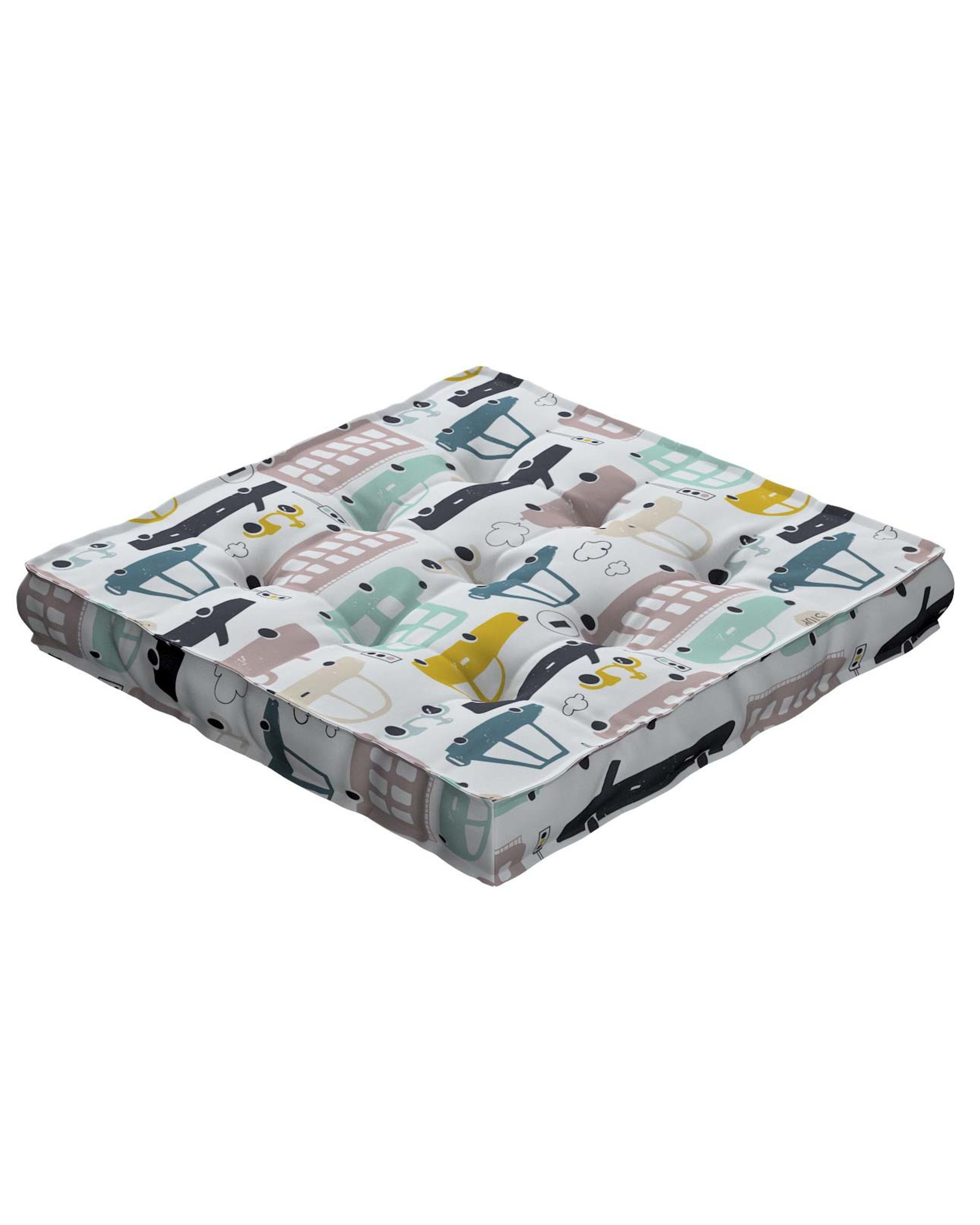 Sitzkissen Jacob mit Handgriff Farbe beige Stoff gemustert