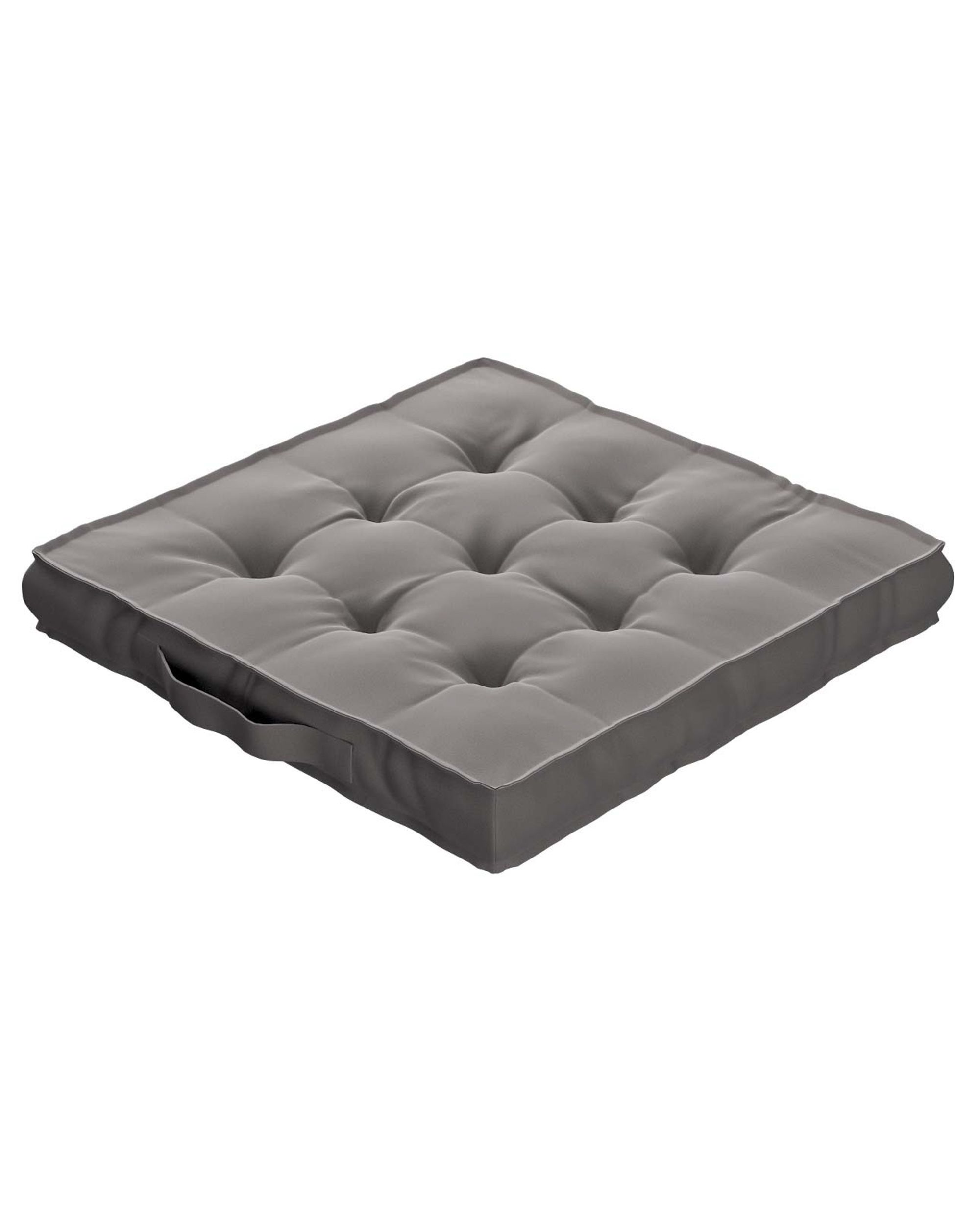 Sitzkissen Jacob mit Handgriff Farbe grau Stoff glänzend, samt