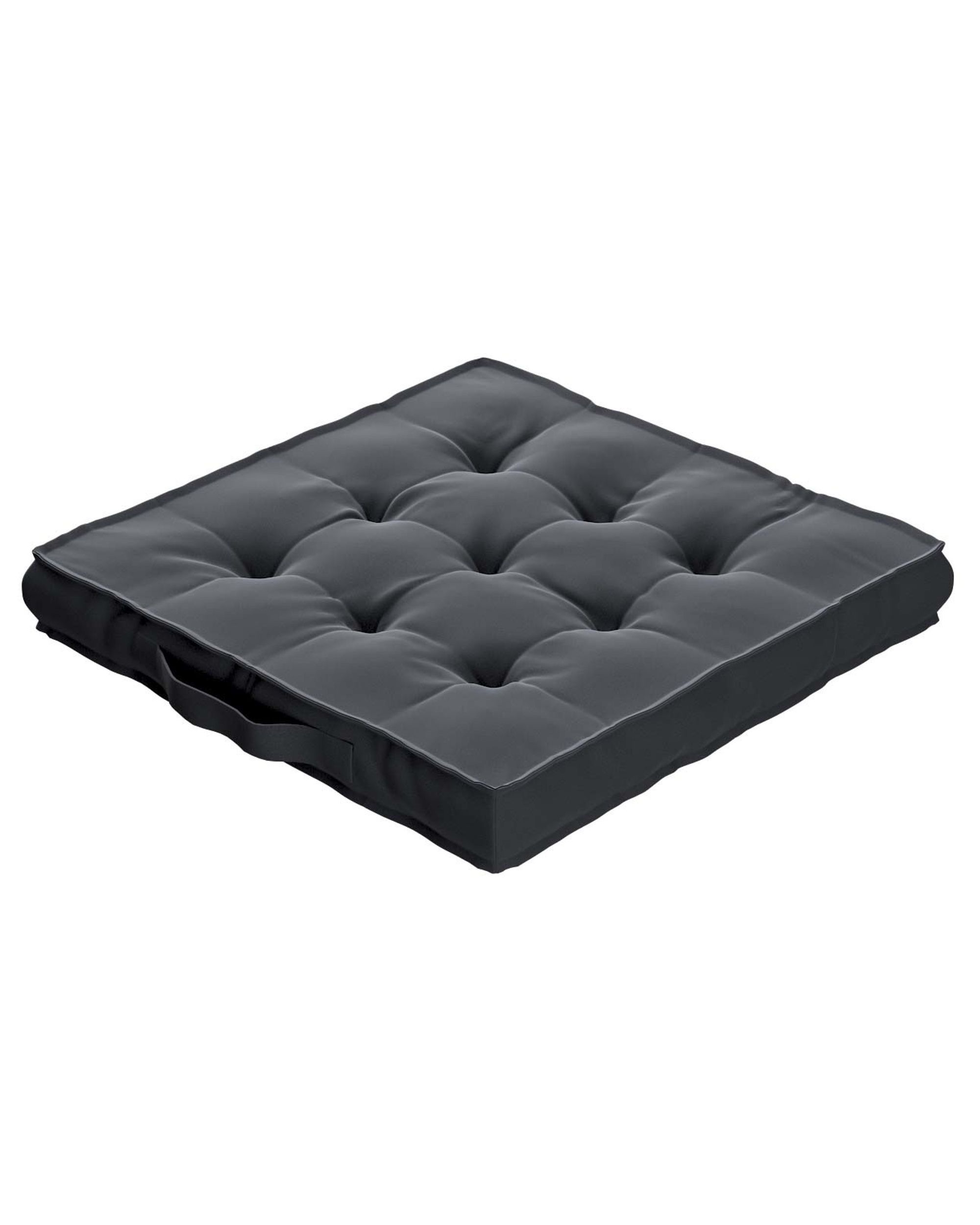 Sitzkissen Jacob mit Handgriff Farbe grau Stoff glänzend, samt