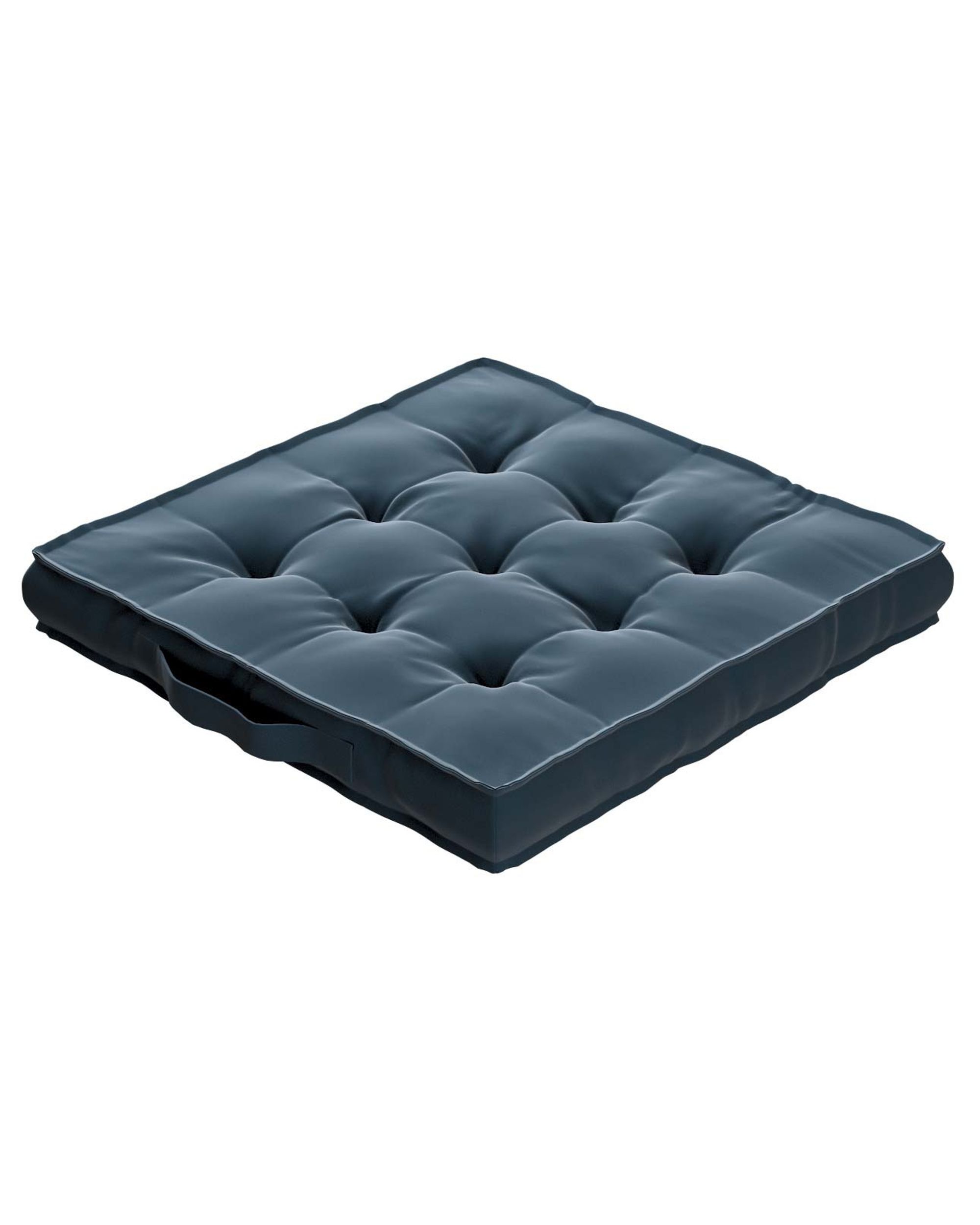 Sitzkissen Jacob mit Handgriff Farbe blau Stoff glänzend, samt
