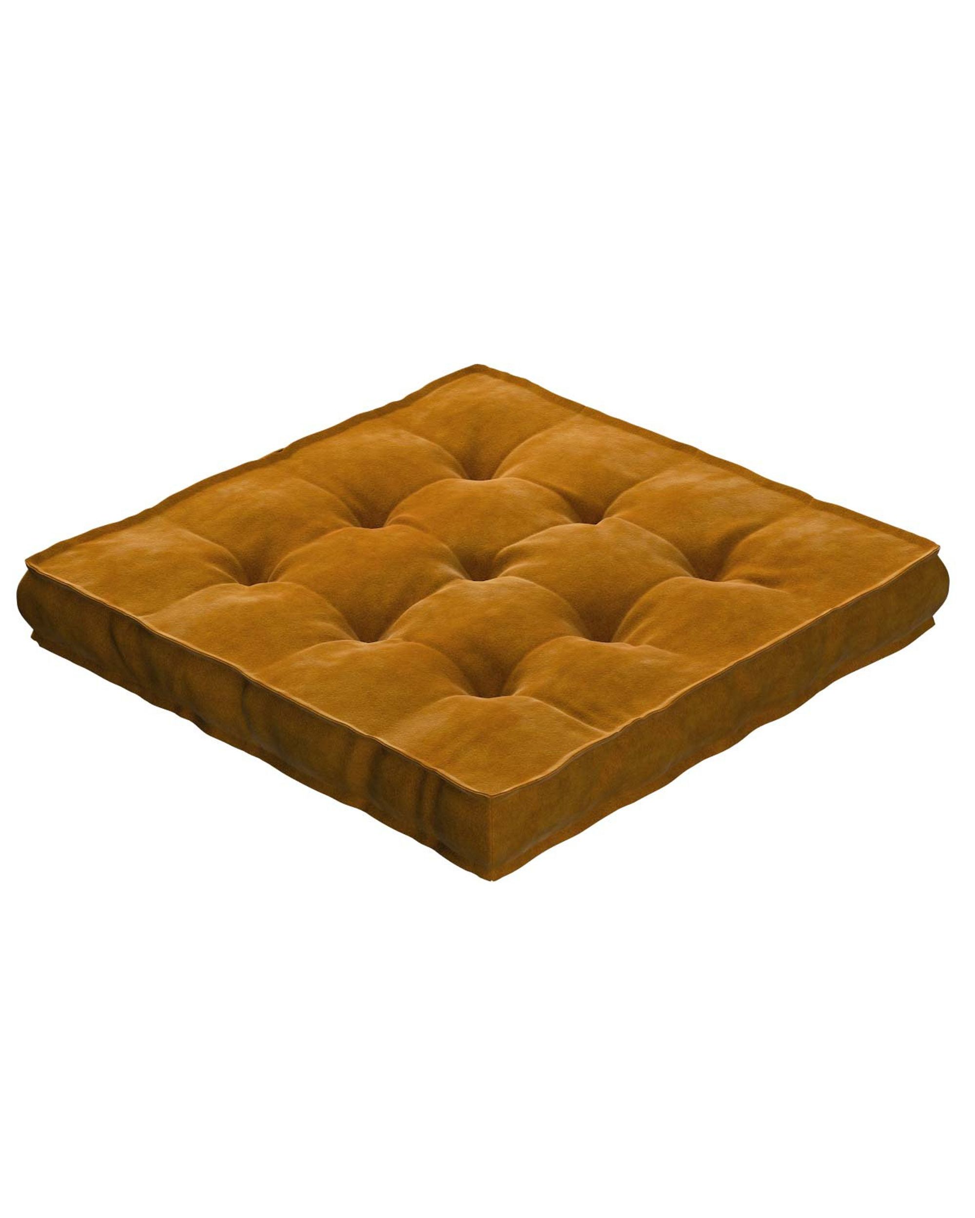 Sitzkissen Jacob mit Handgriff Farbe gelb Stoff glänzend, samt