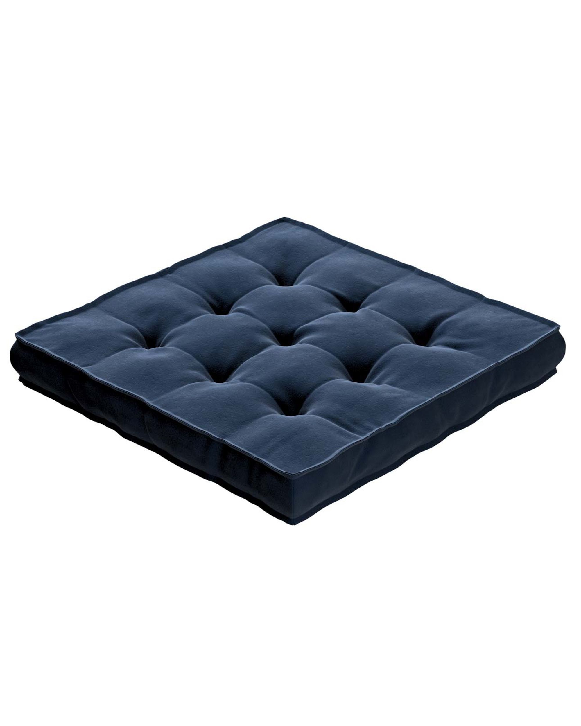 Sitzkissen Jacob mit Handgriff Farbe dunkelblau Stoff glänzend, samt