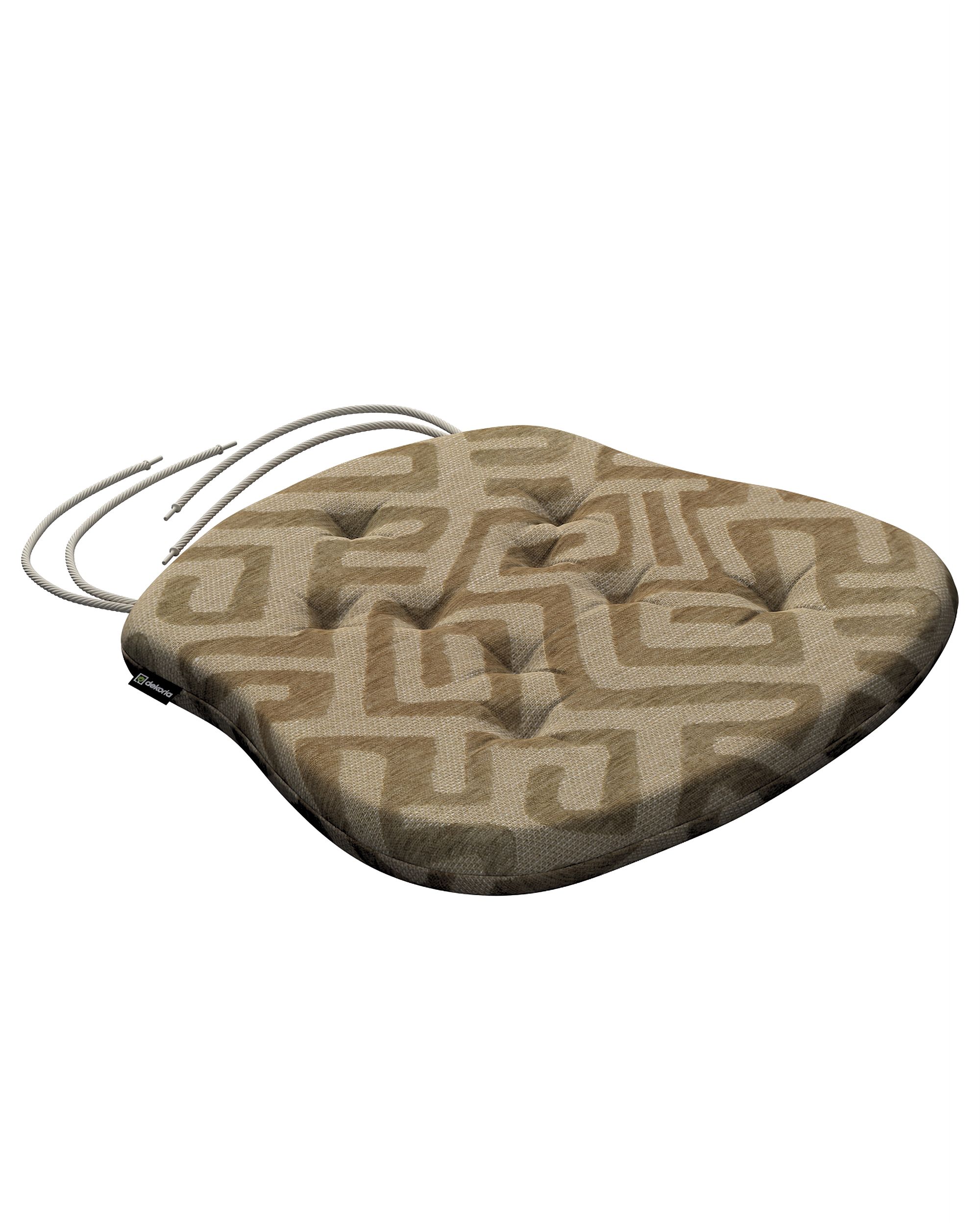 Stuhlkissen Peter mit Bindeschnur Farbe beige Stoff strukturiert, gemustert