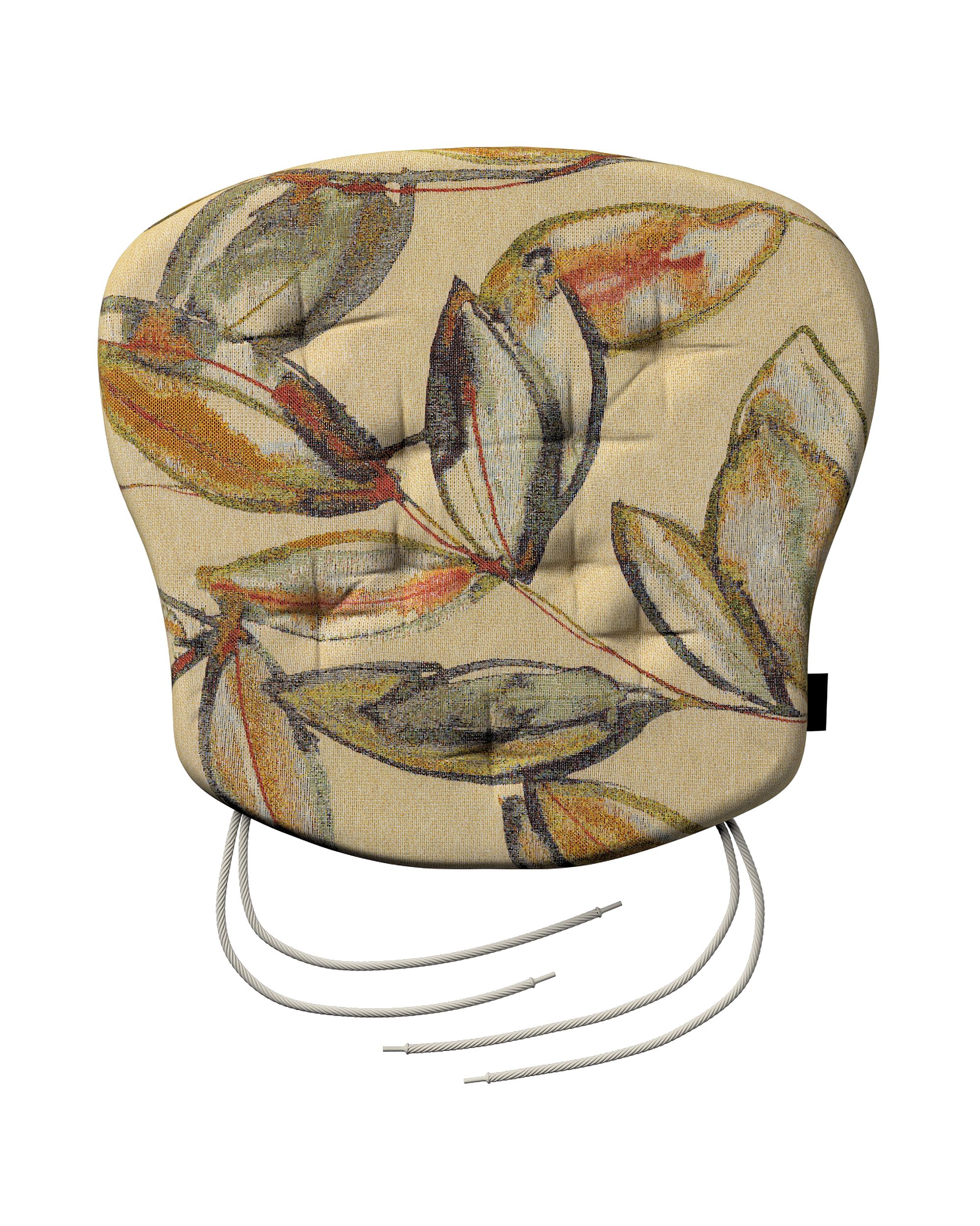 Stuhlkissen Peter mit Bindeschnur Farbe beige Stoff strukturiert, gemustert