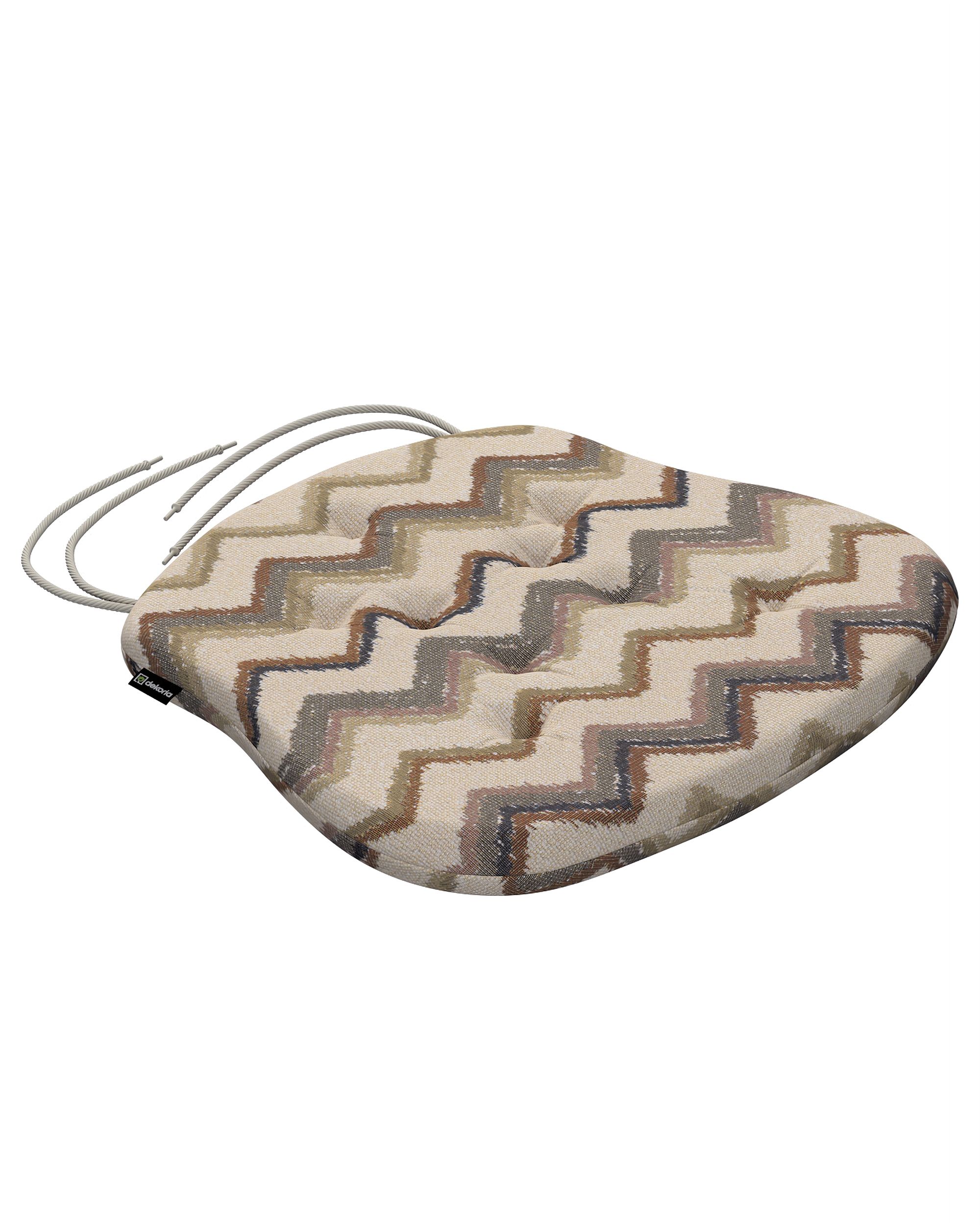 Stuhlkissen Peter mit Bindeschnur Farbe beige Stoff strukturiert, gemustert