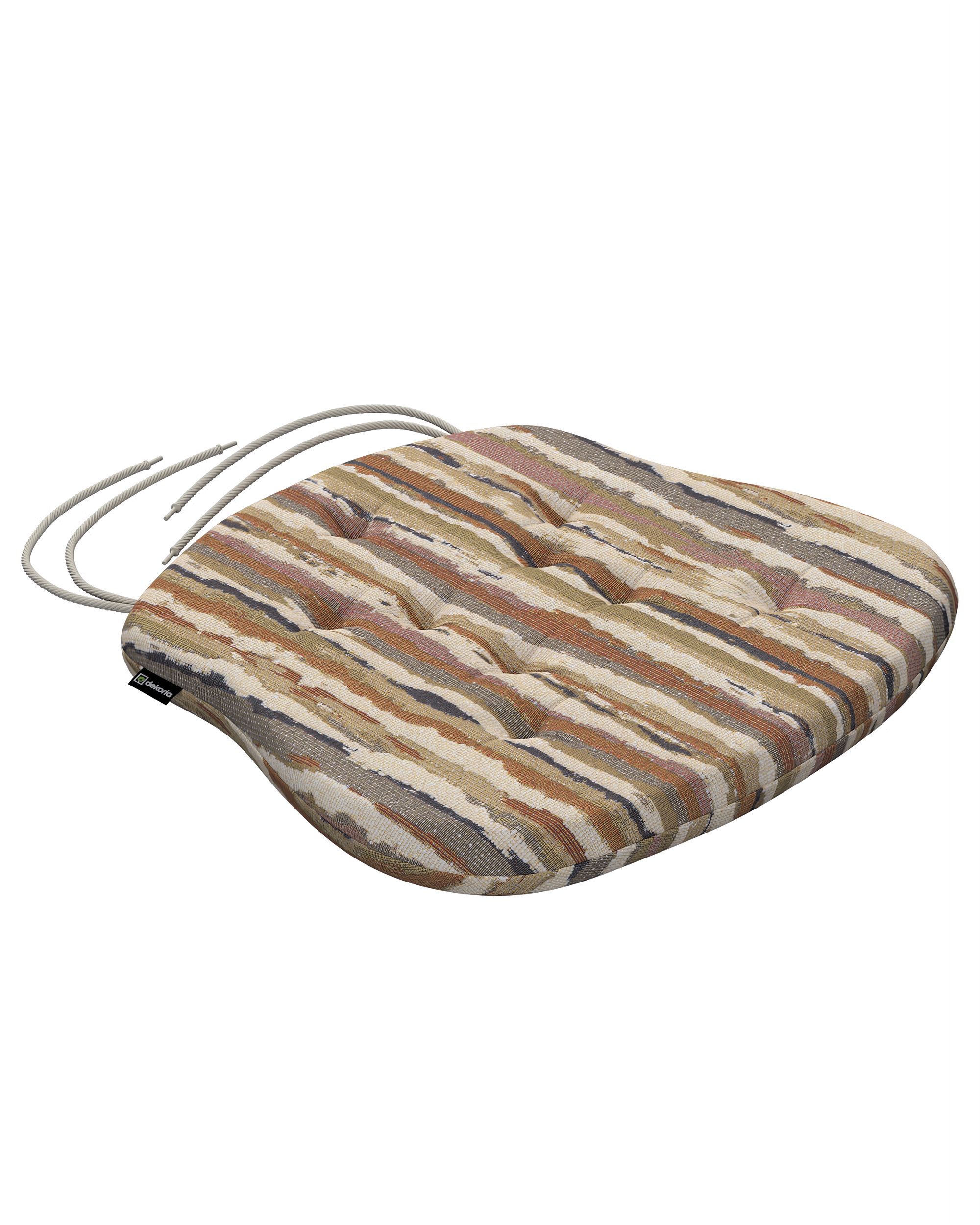 Stuhlkissen Peter mit Bindeschnur Farbe beige Stoff strukturiert, gemustert