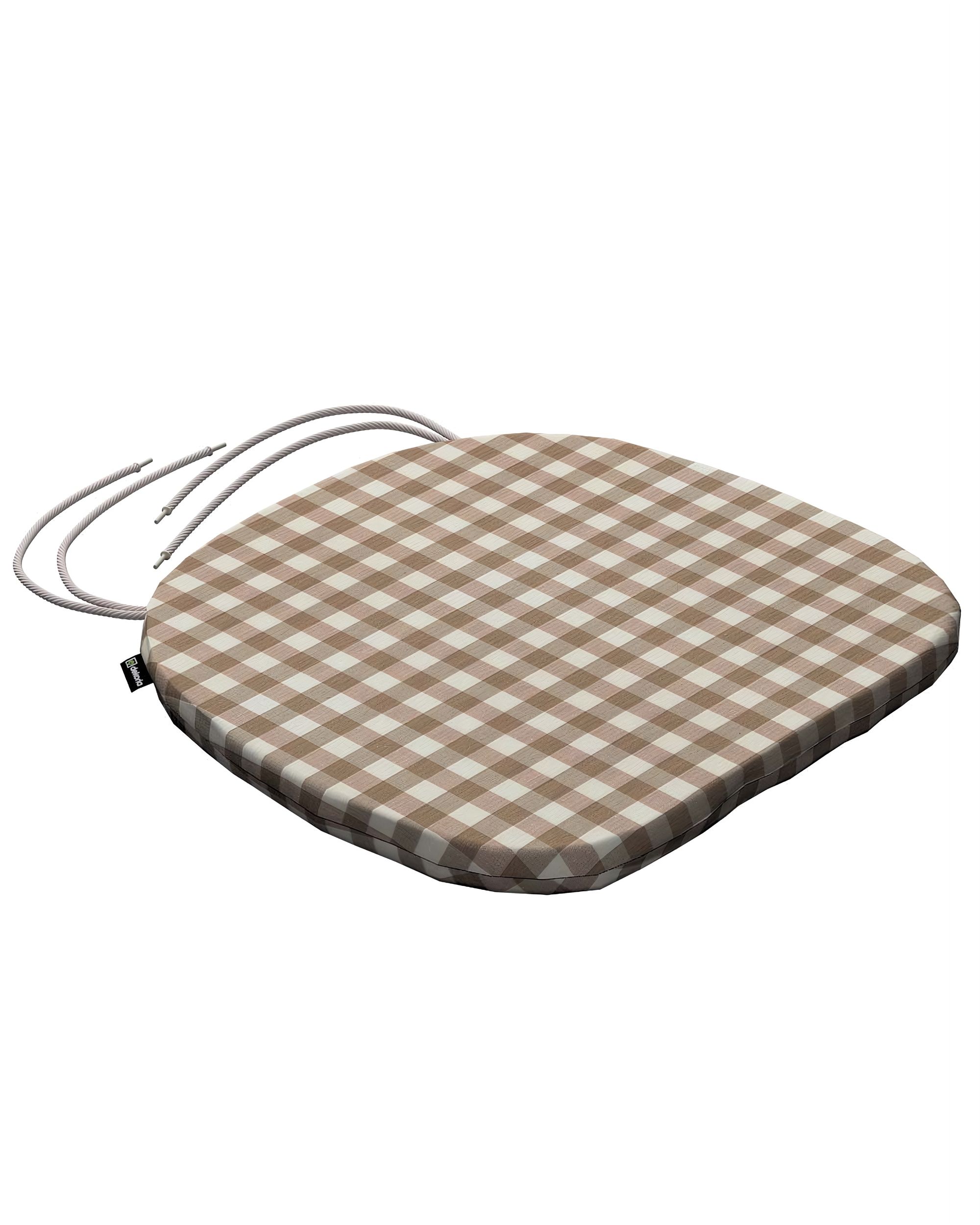 Stuhlkissen Marcus mit Bindeschnur Farbe beige Stoff gemustert