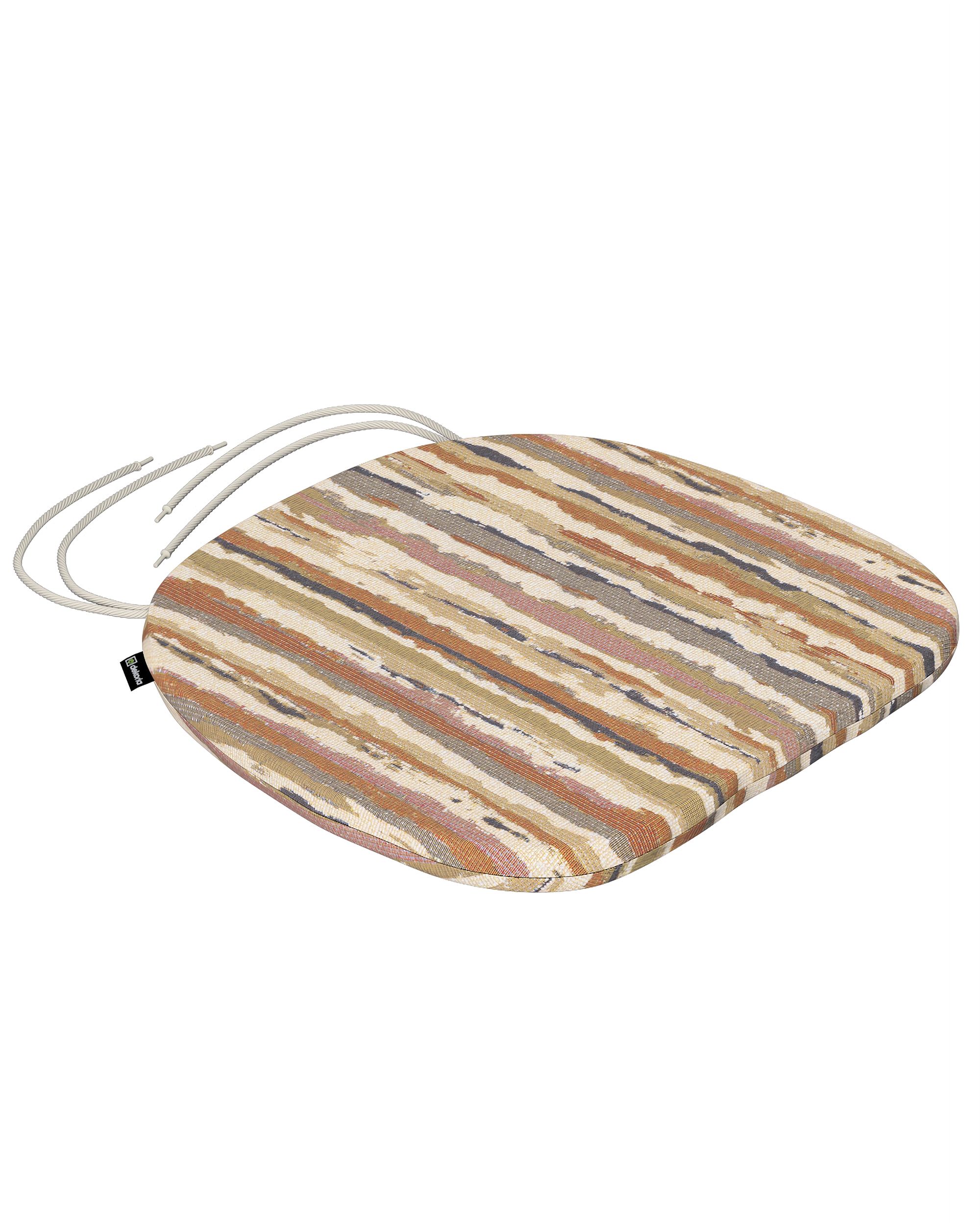 Stuhlkissen Marcus mit Bindeschnur Farbe beige Stoff strukturiert, gemustert