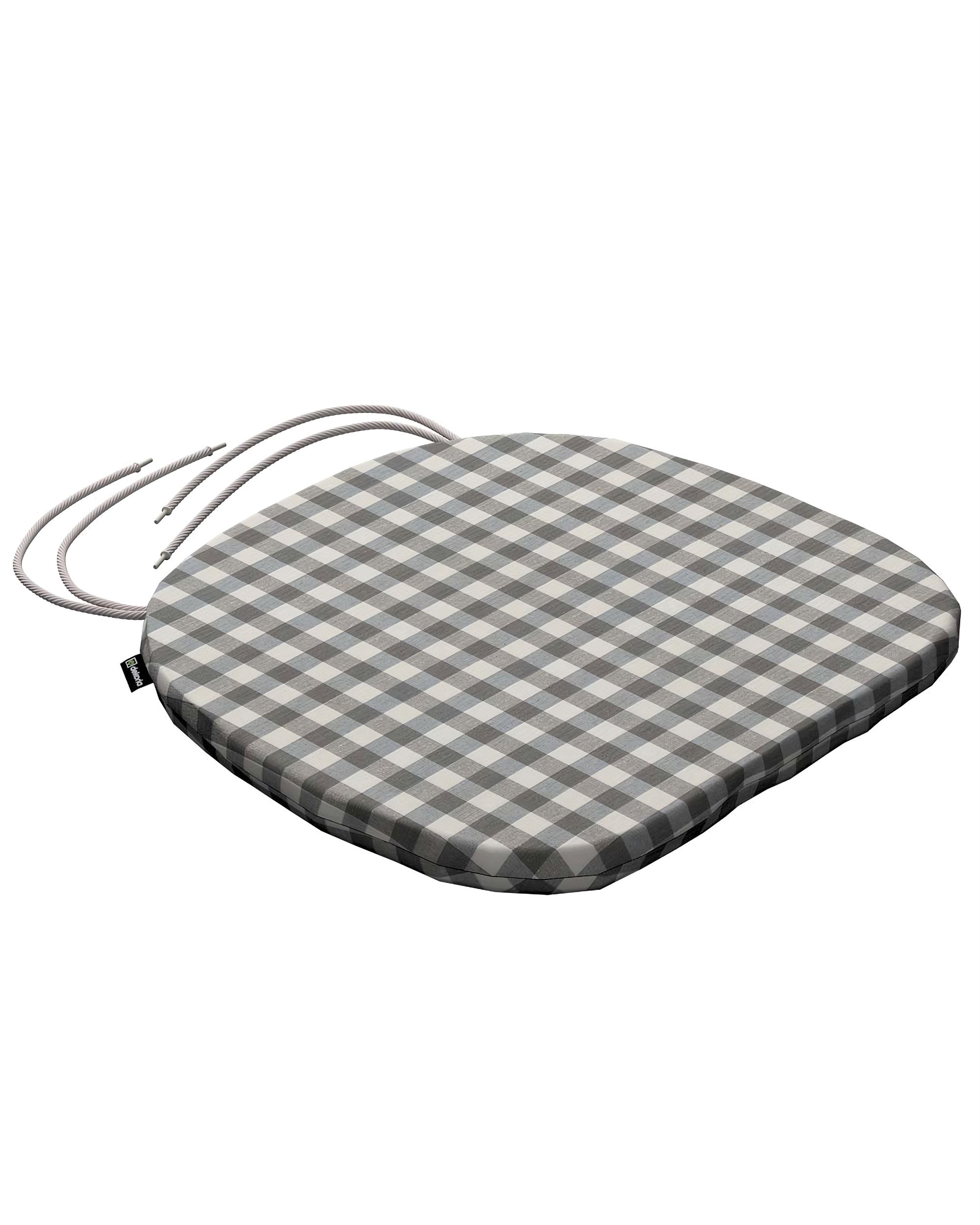 Stuhlkissen Marcus mit Bindeschnur Farbe grau Stoff gemustert
