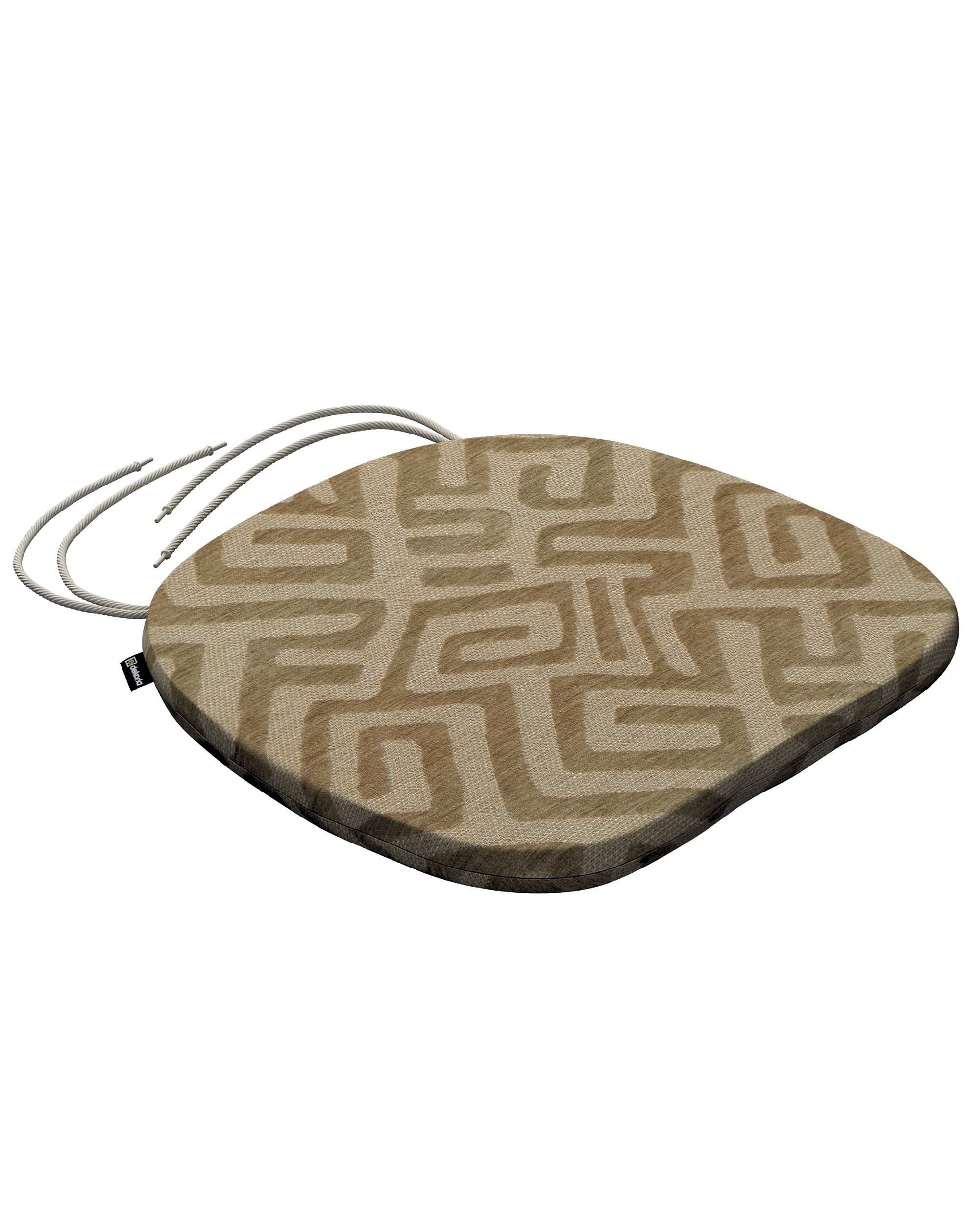 Stuhlkissen Marcus mit Bindeschnur Farbe beige Stoff strukturiert, gemustert