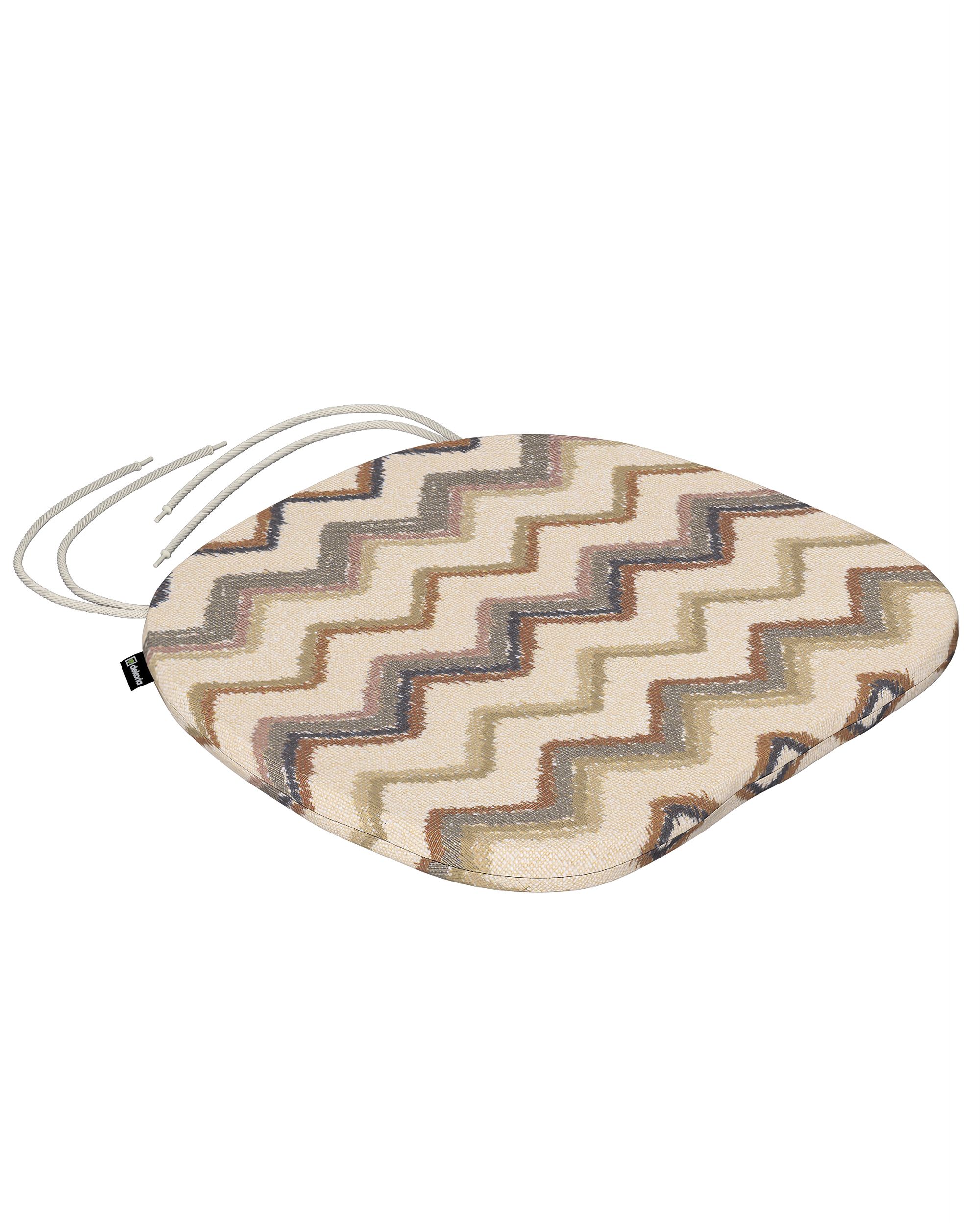 Stuhlkissen Marcus mit Bindeschnur Farbe beige Stoff strukturiert, gemustert