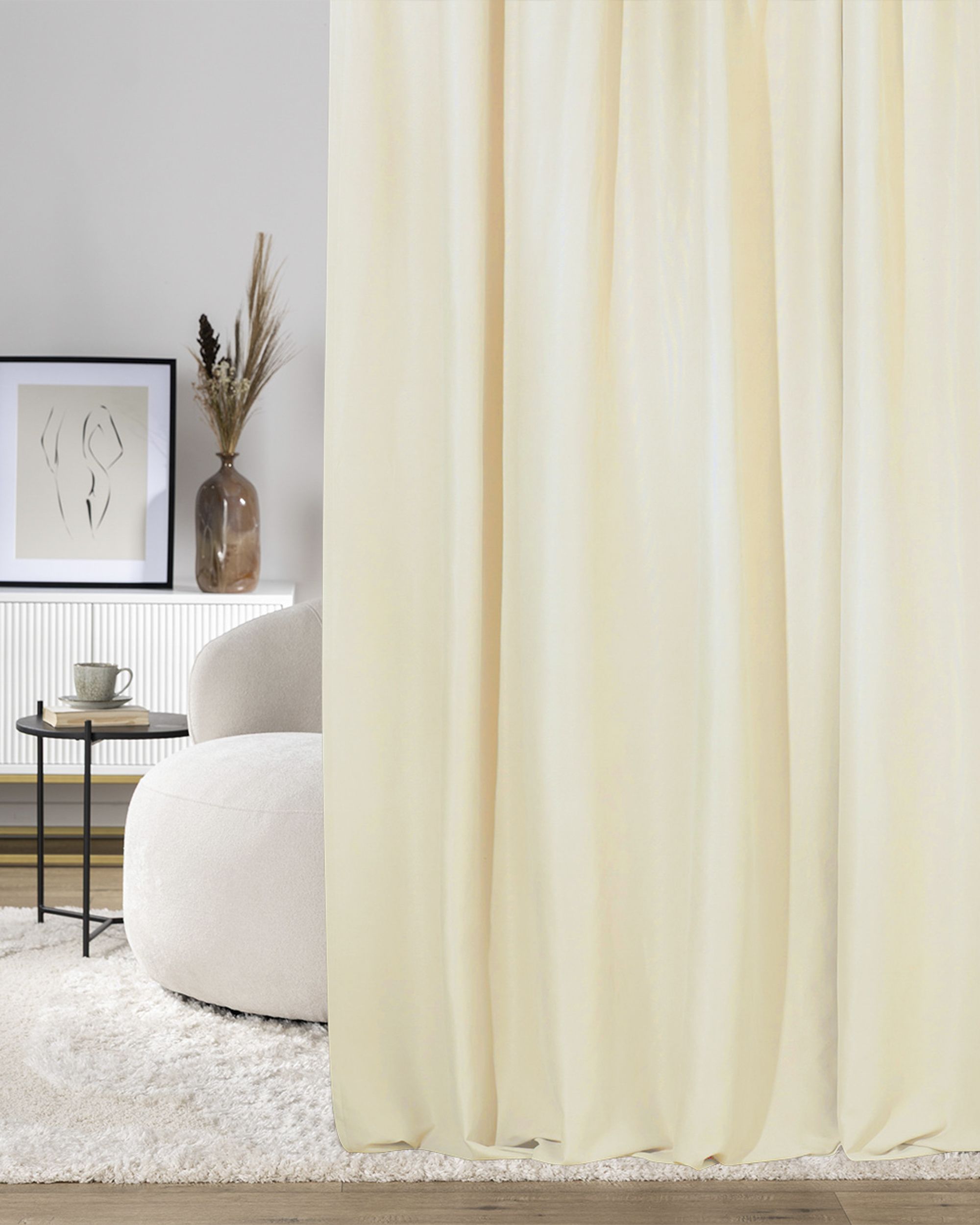 Fertigvorhang mit Falten-/Schlaufenband samtig creme 140 x 280 cm 1 Stck.